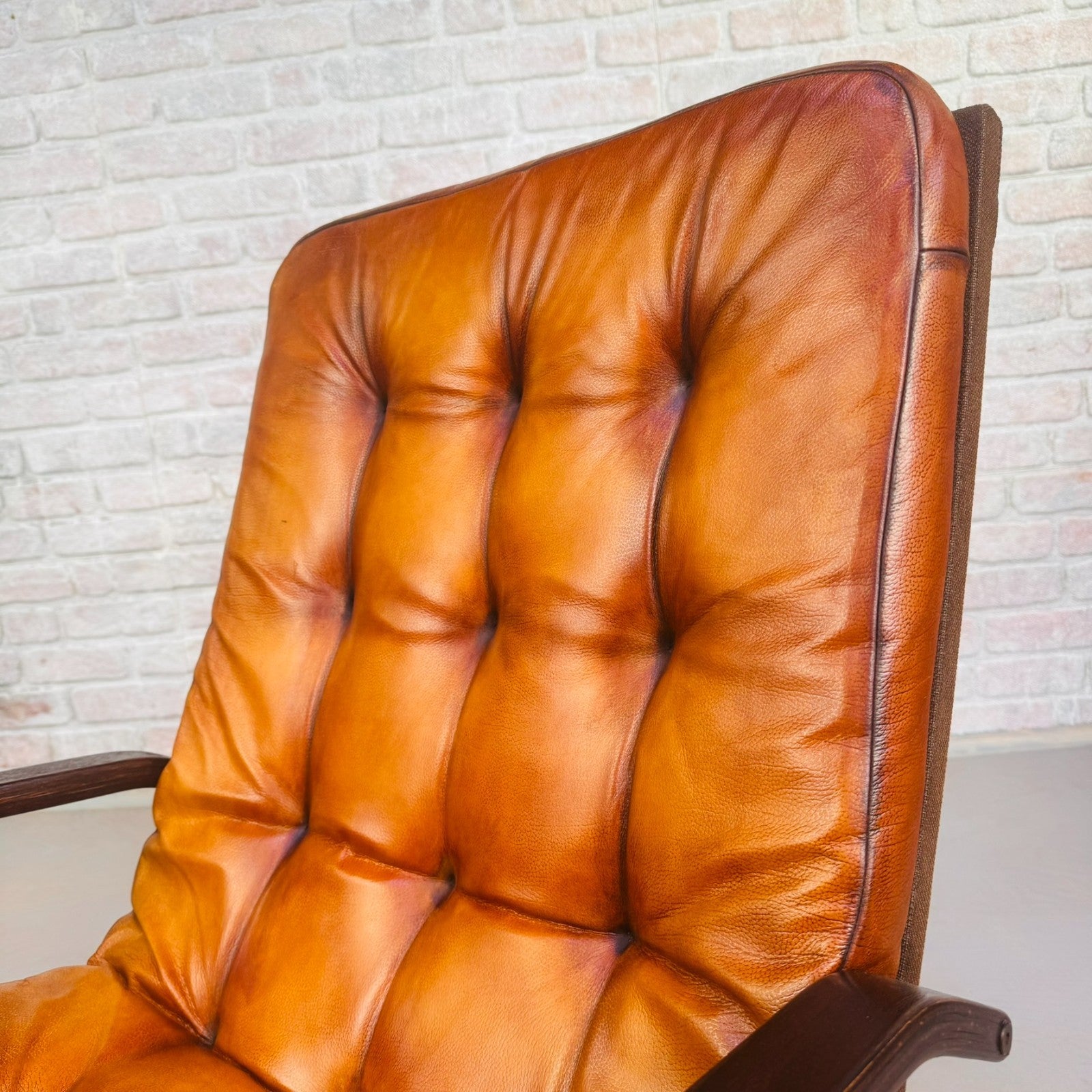 Vintage Danish Bentwood Tan Leather Armchair – Compact, Comfortable