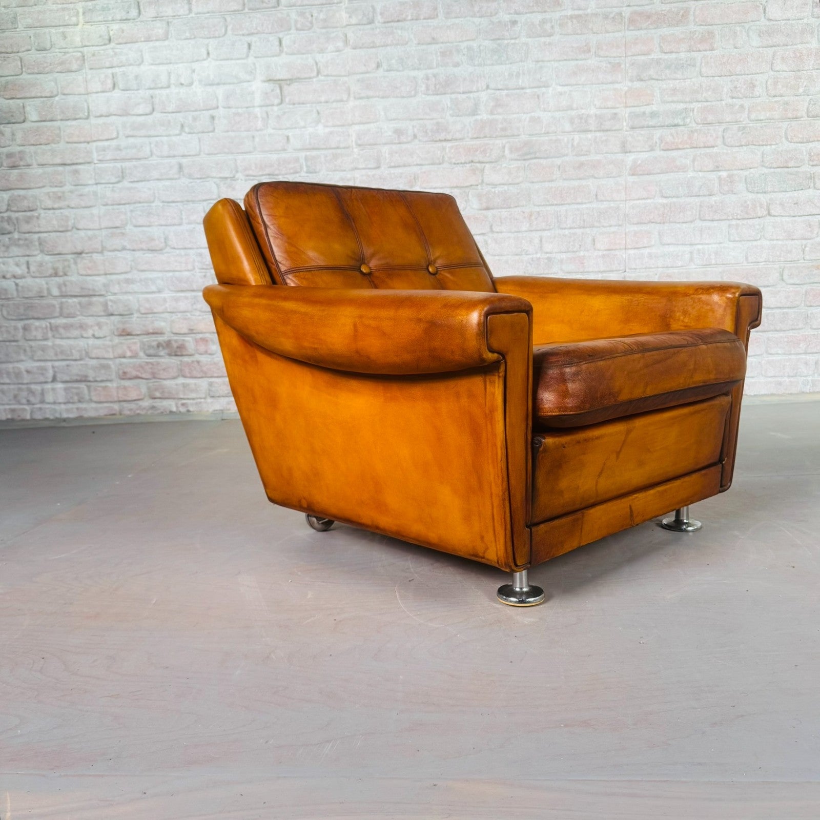 Vintage Danish Tan Leather Armchair by Svend Skipper