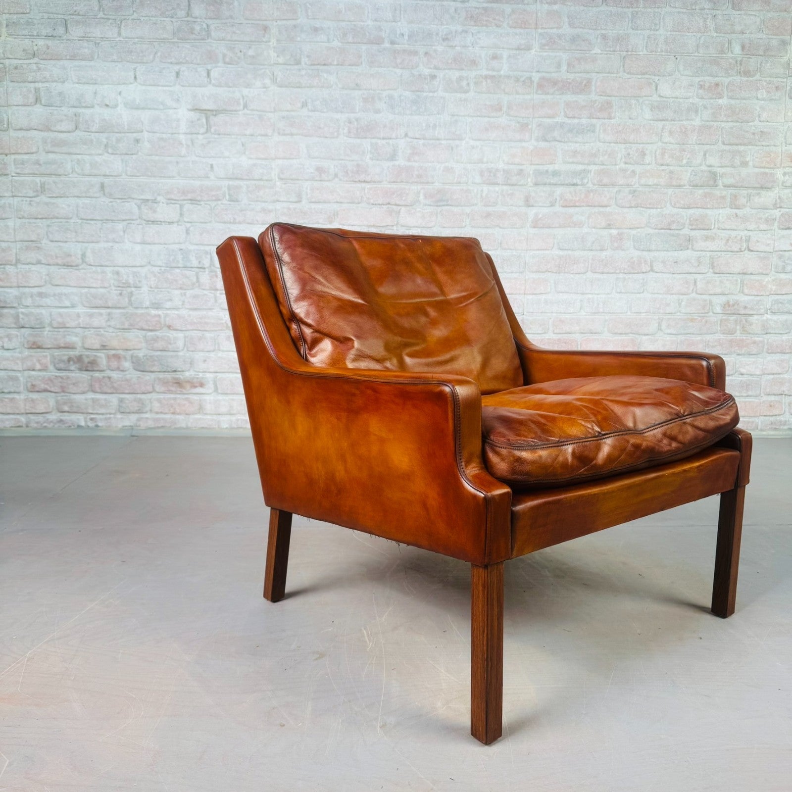 Vintage Danish 1970s Thams Kvalitet Tan Leather Chair