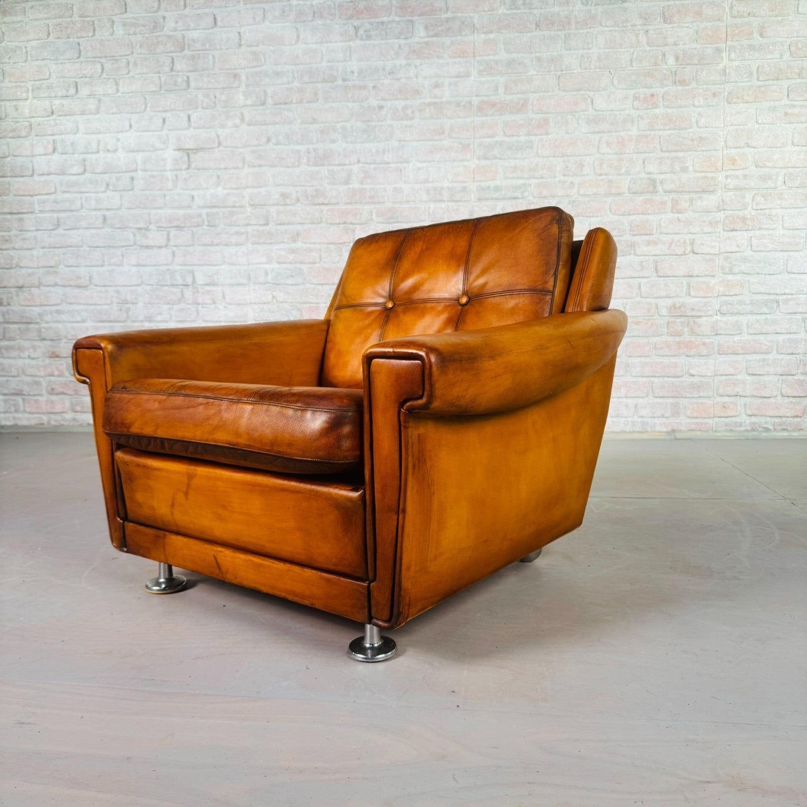 Vintage Danish Tan Leather Armchair by Svend Skipper