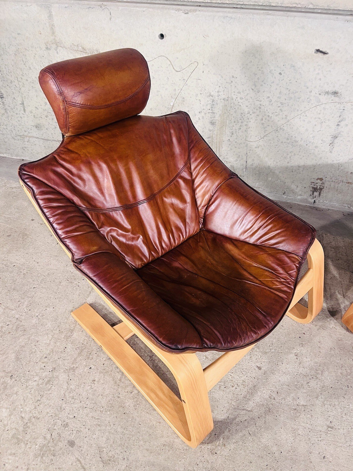 Vintage Danish Pair Of Skippers Kroken Tan Leather Chairs