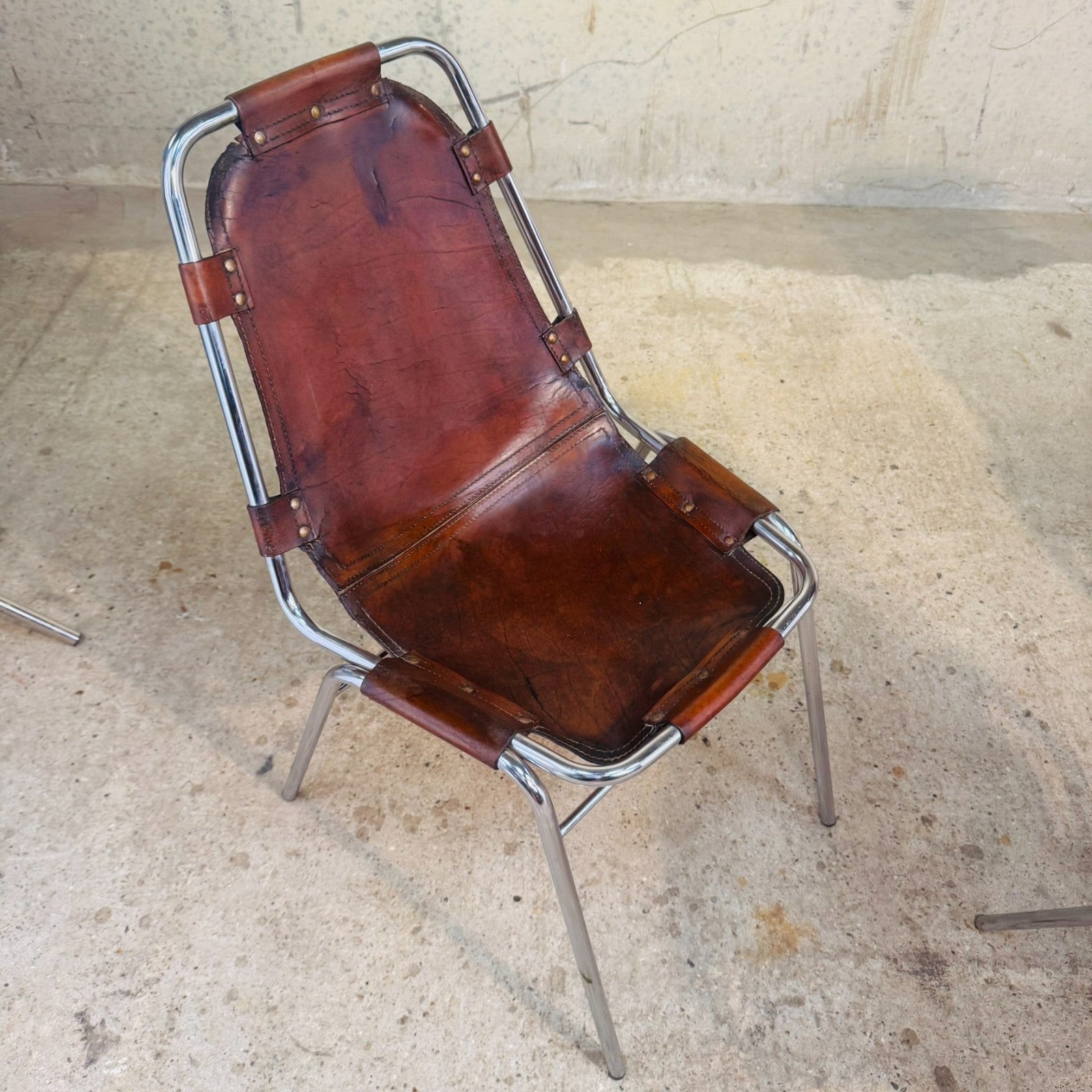 4 Les Arcs Chair – Tan Leather Iconic 1960s Design by Charlotte Perriand