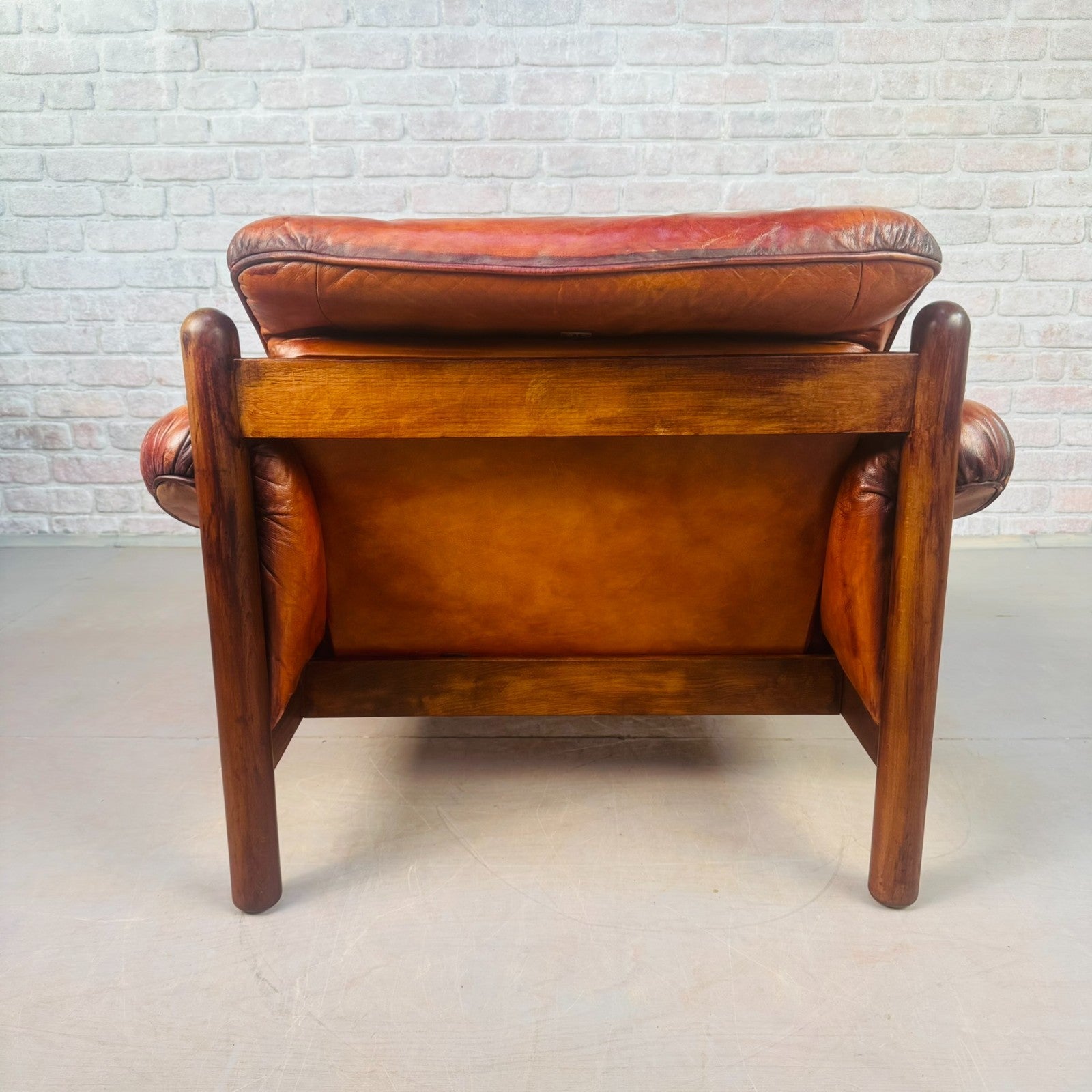 Vintage Swedish Cognac Leather Armchair Mid Century Scandinavian Lounge Chair