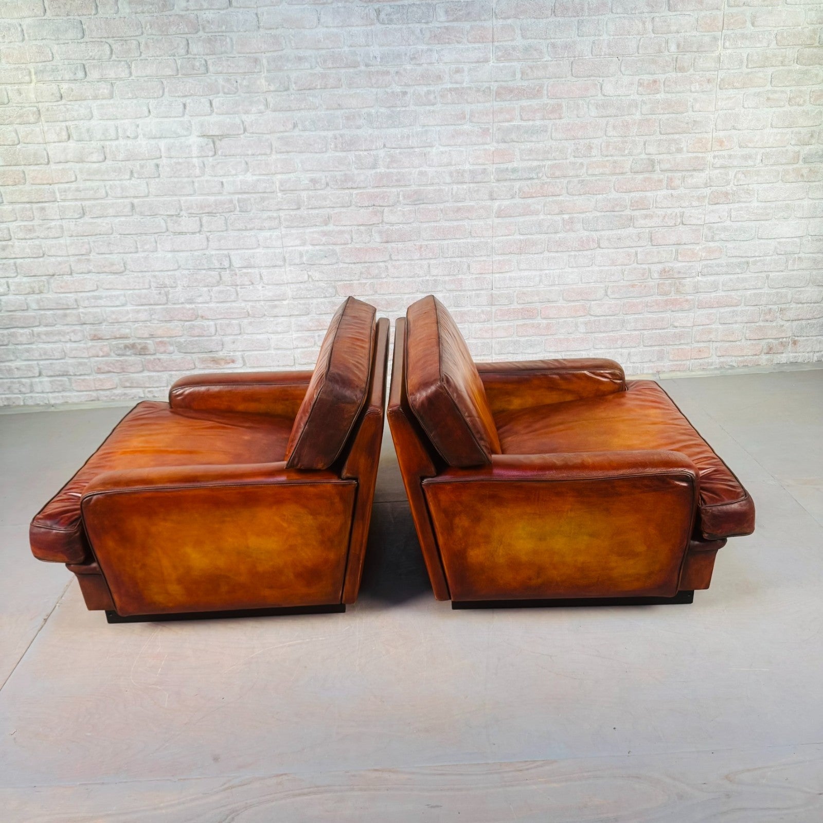 Pair of Arne Norell Swedish Tan Leather Lounge Chairs