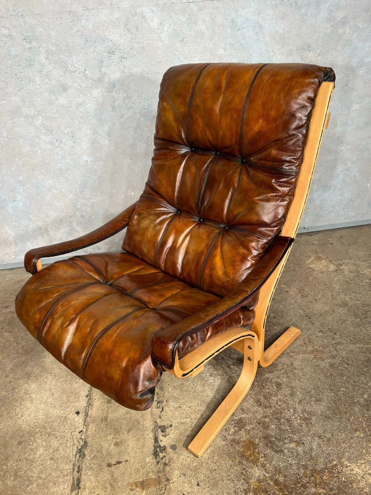 Large Ingmar Relling for Westnofa Norway Tan Leather Armchair