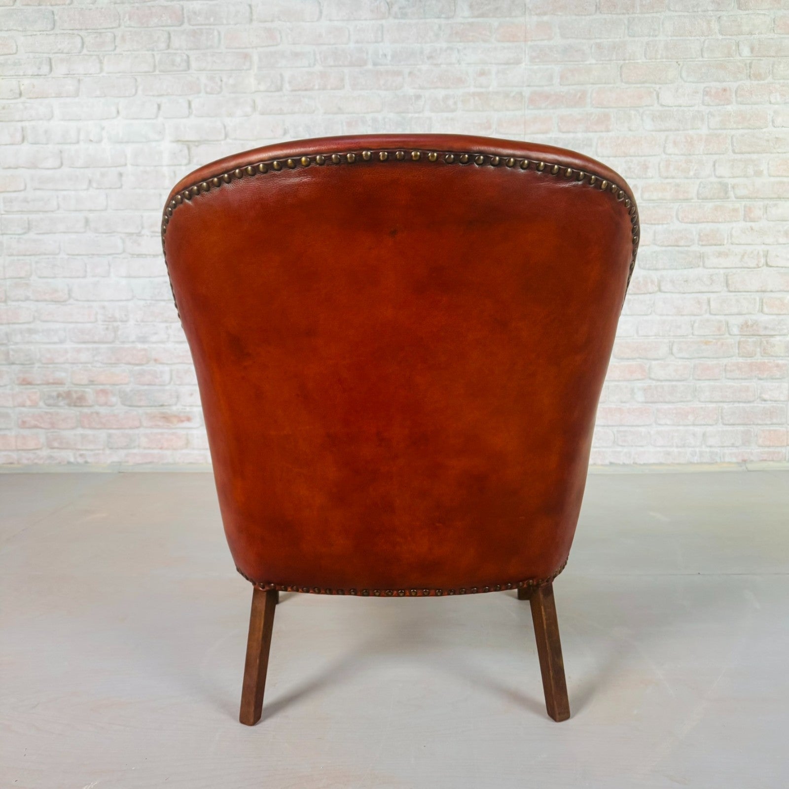 Neat Danish Vintage 1930s Leather Armchair – Hand-Dyed Chestnut Patina