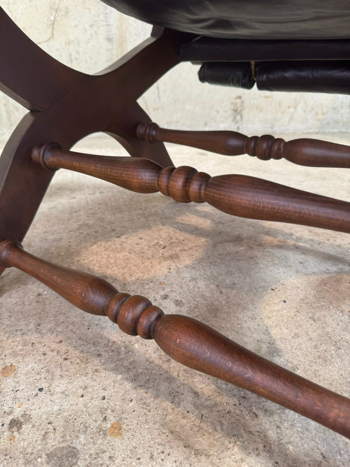 Pair of 1940s Spanish Slipper Chairs with Footstool – Pierre Lottier for Valenti