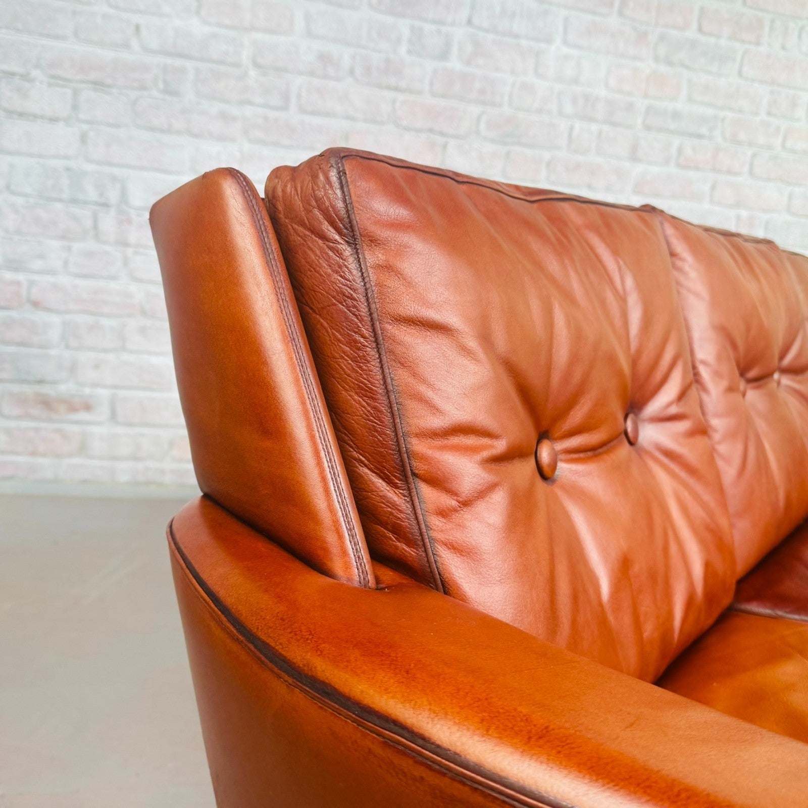 1970s Danish Svend Skippers Tan Leather Sofa – Sleek
