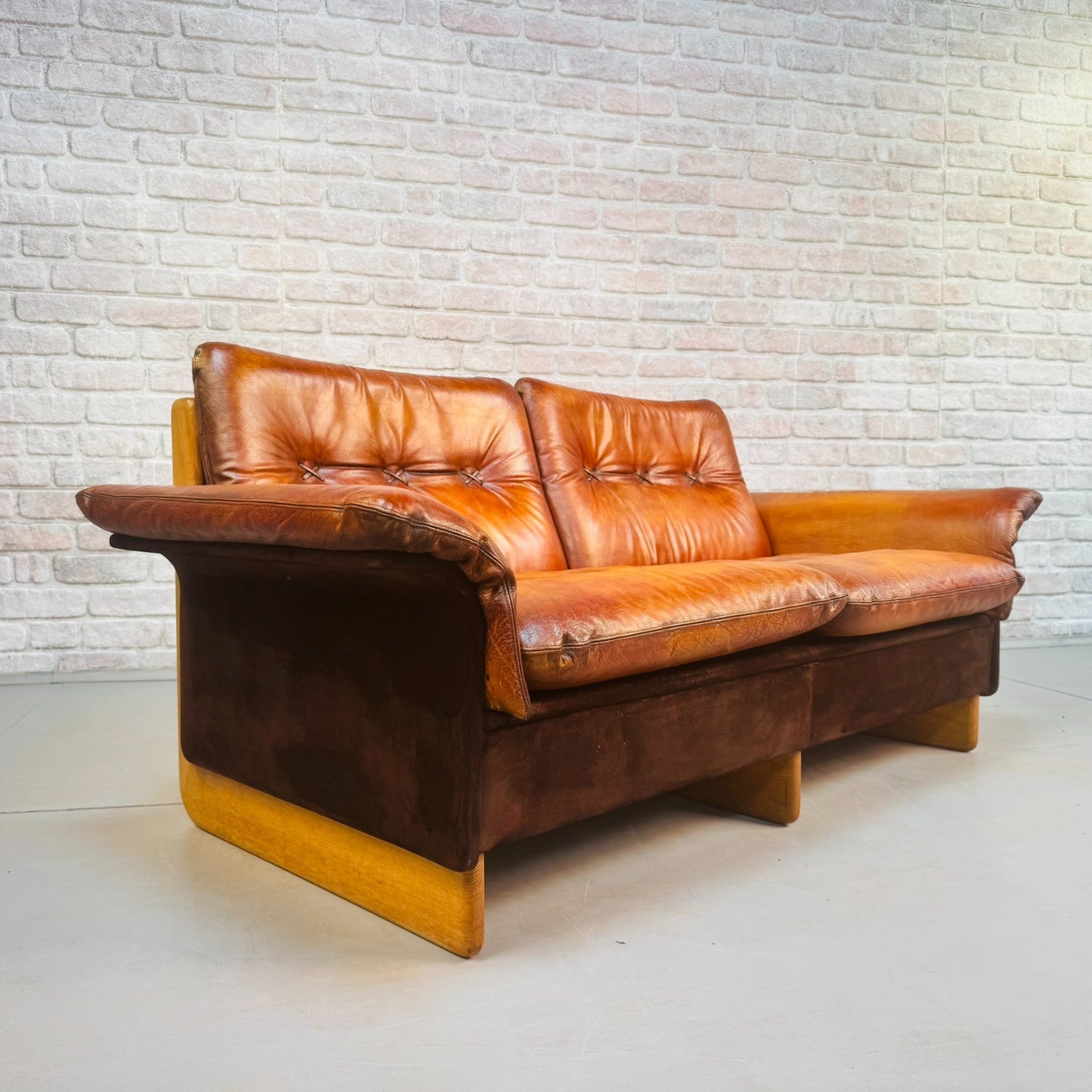 Vintage De Sede Two Seater Tan Leather Sofa
