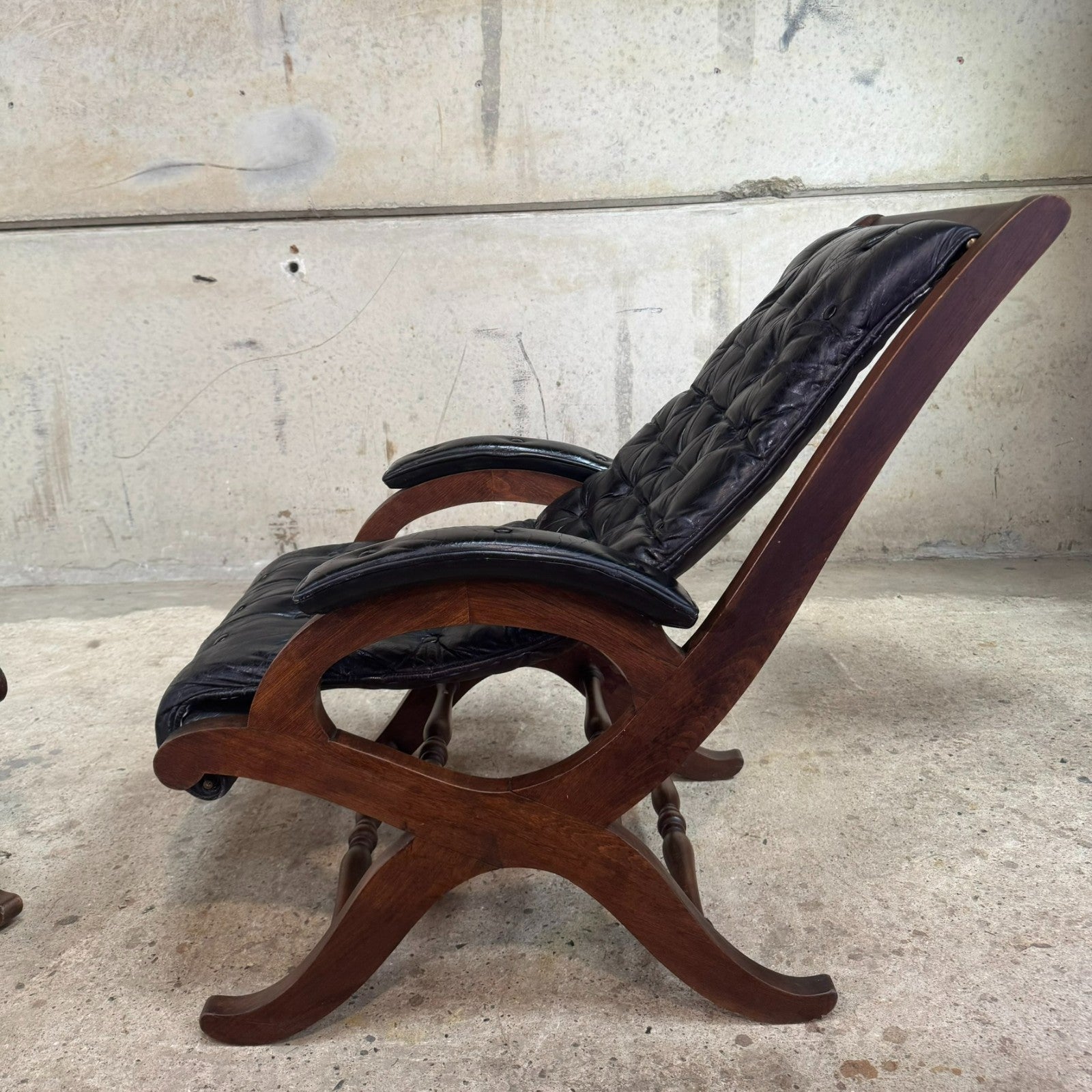 Pair of 1940s Spanish Slipper Chairs with Footstool – Pierre Lottier for Valenti