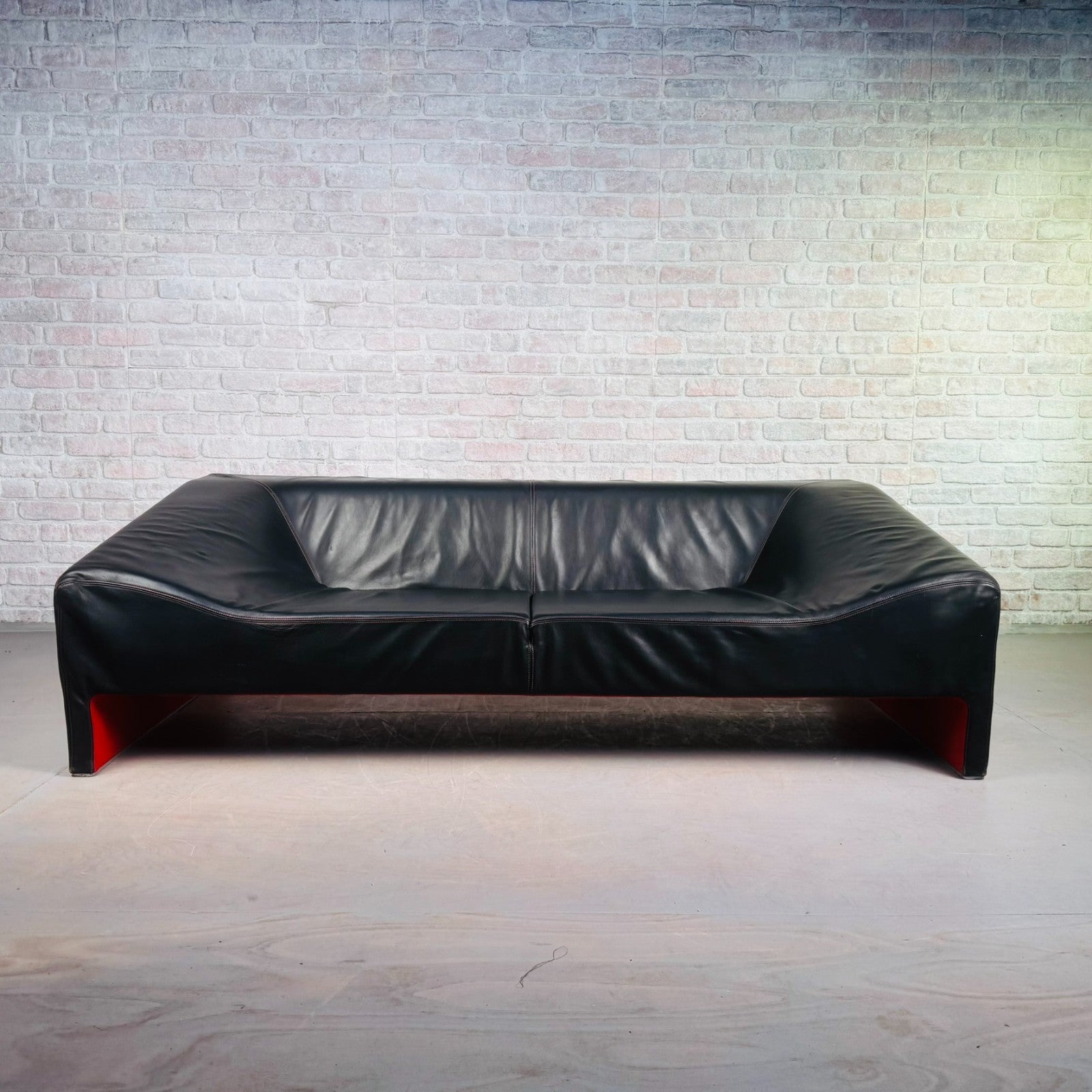 Black Leather Three-Seater Malmo Sofa Designed by Patricia Urquiola for Moroso
