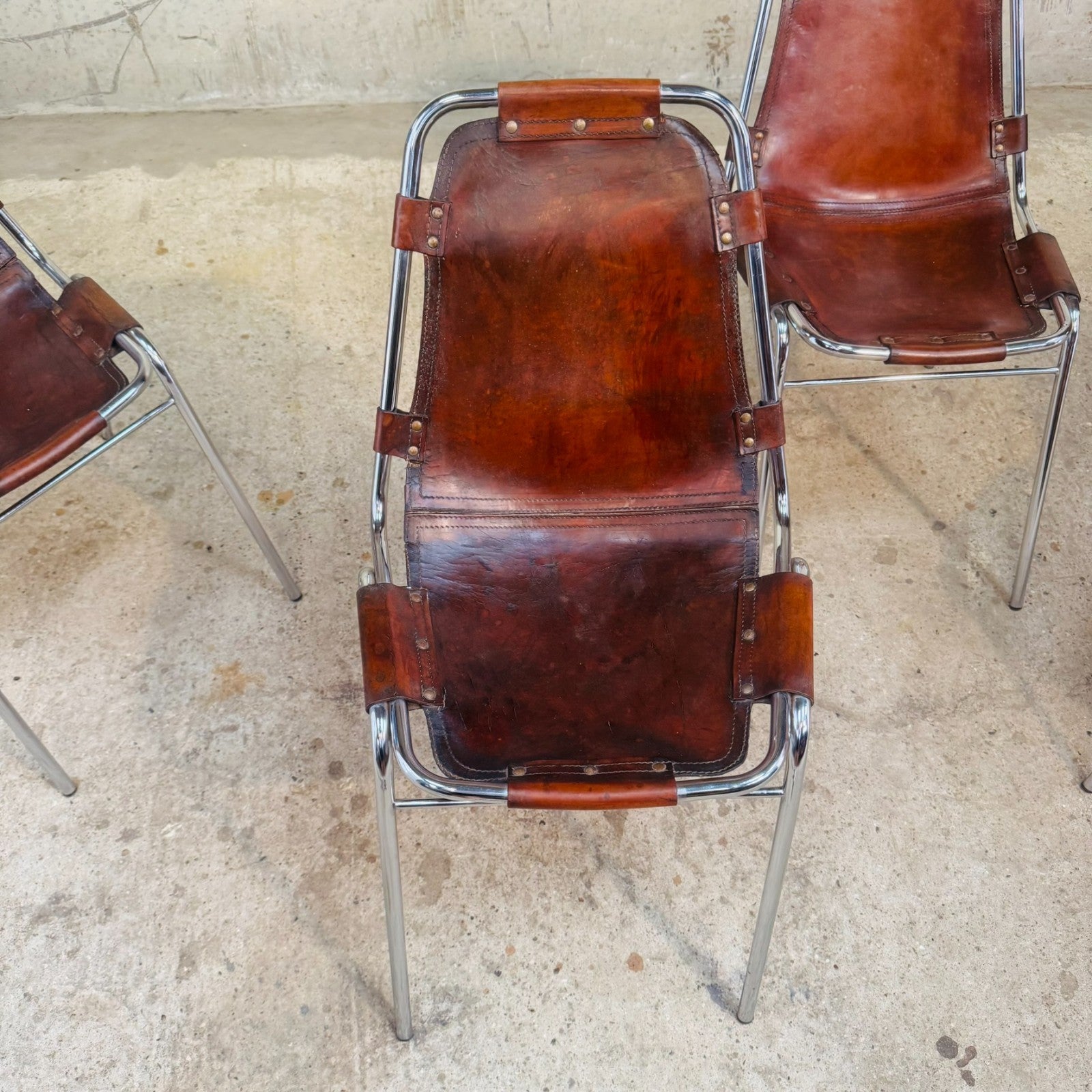 4 Les Arcs Chair – Tan Leather Iconic 1960s Design by Charlotte Perriand