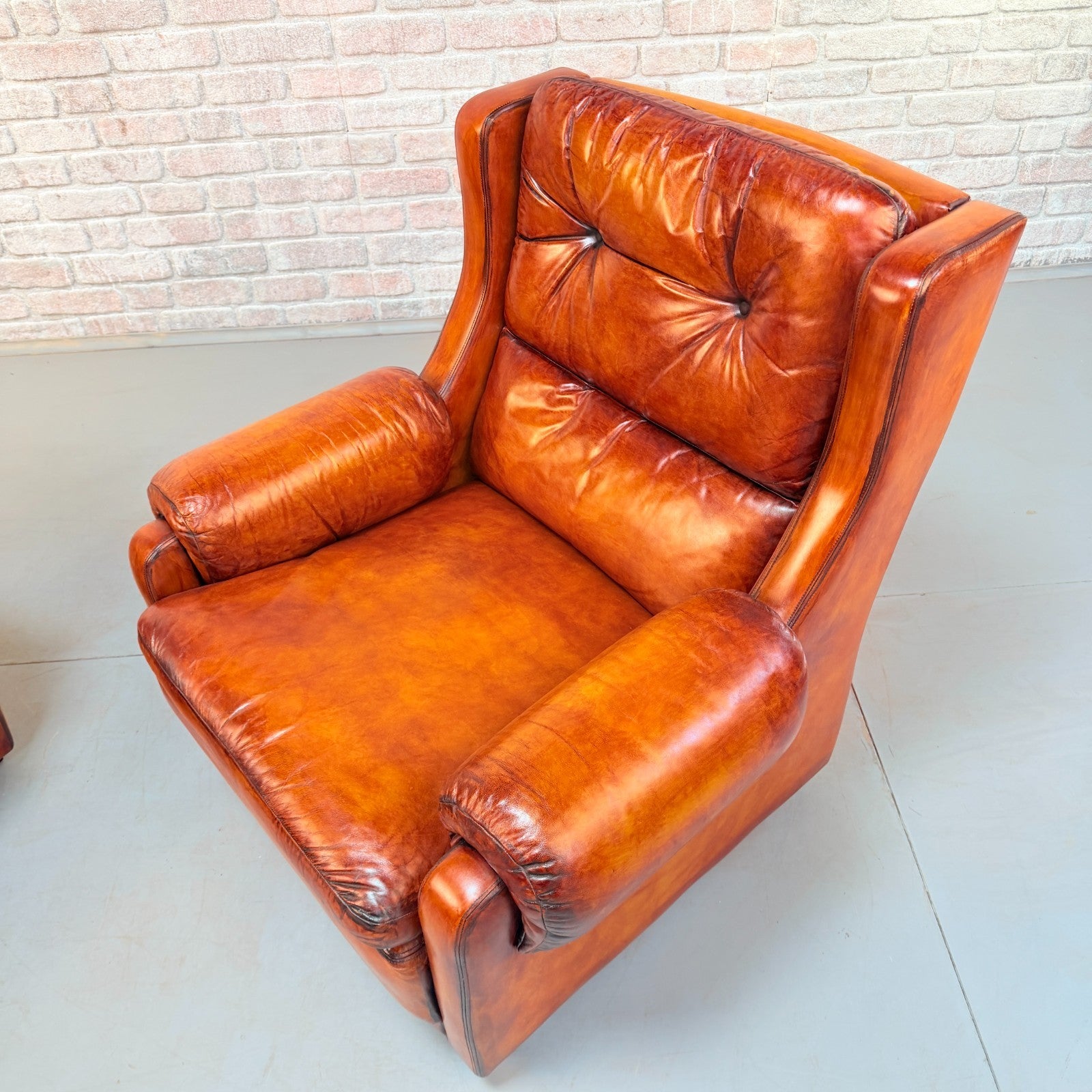 Pair of Mid-20th Century English Gimson & Slater Cognac Leather Armchairs