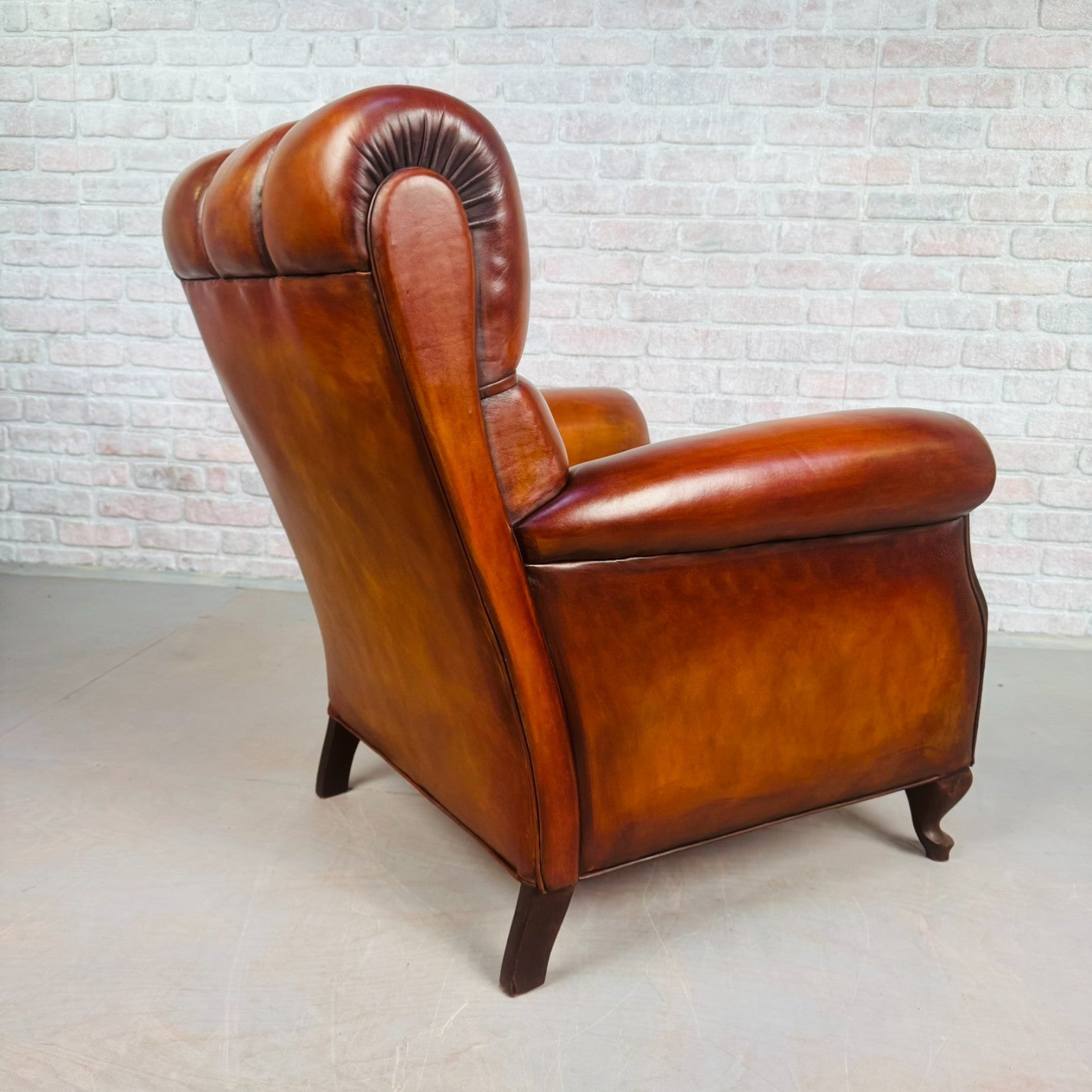 Vintage Danish High Back Tan Leather Armchair