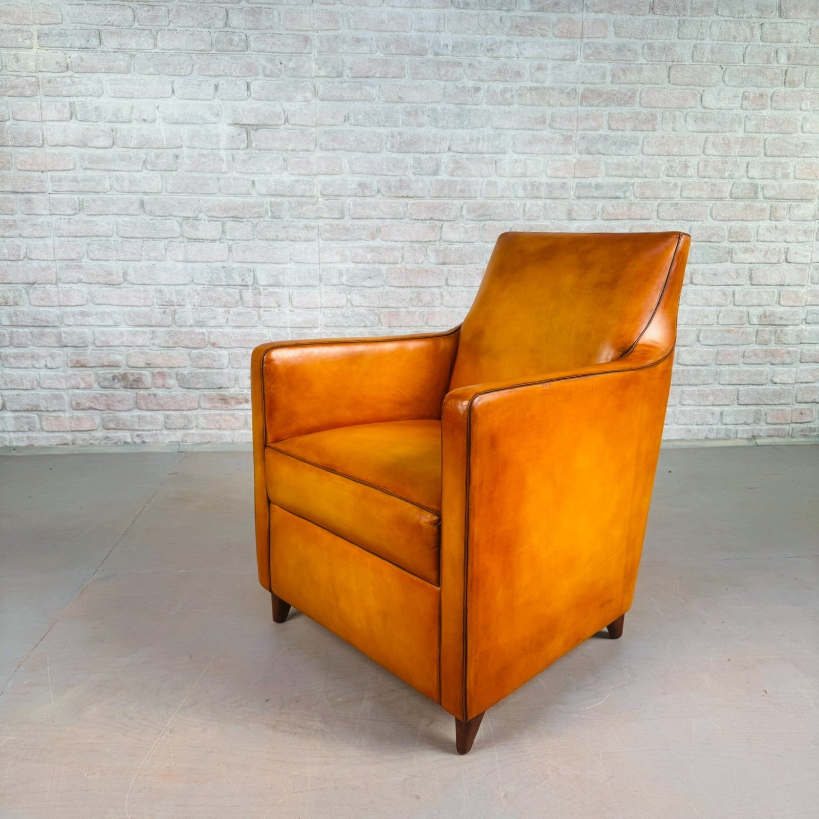 Vintage Light Tan Leather Armchair