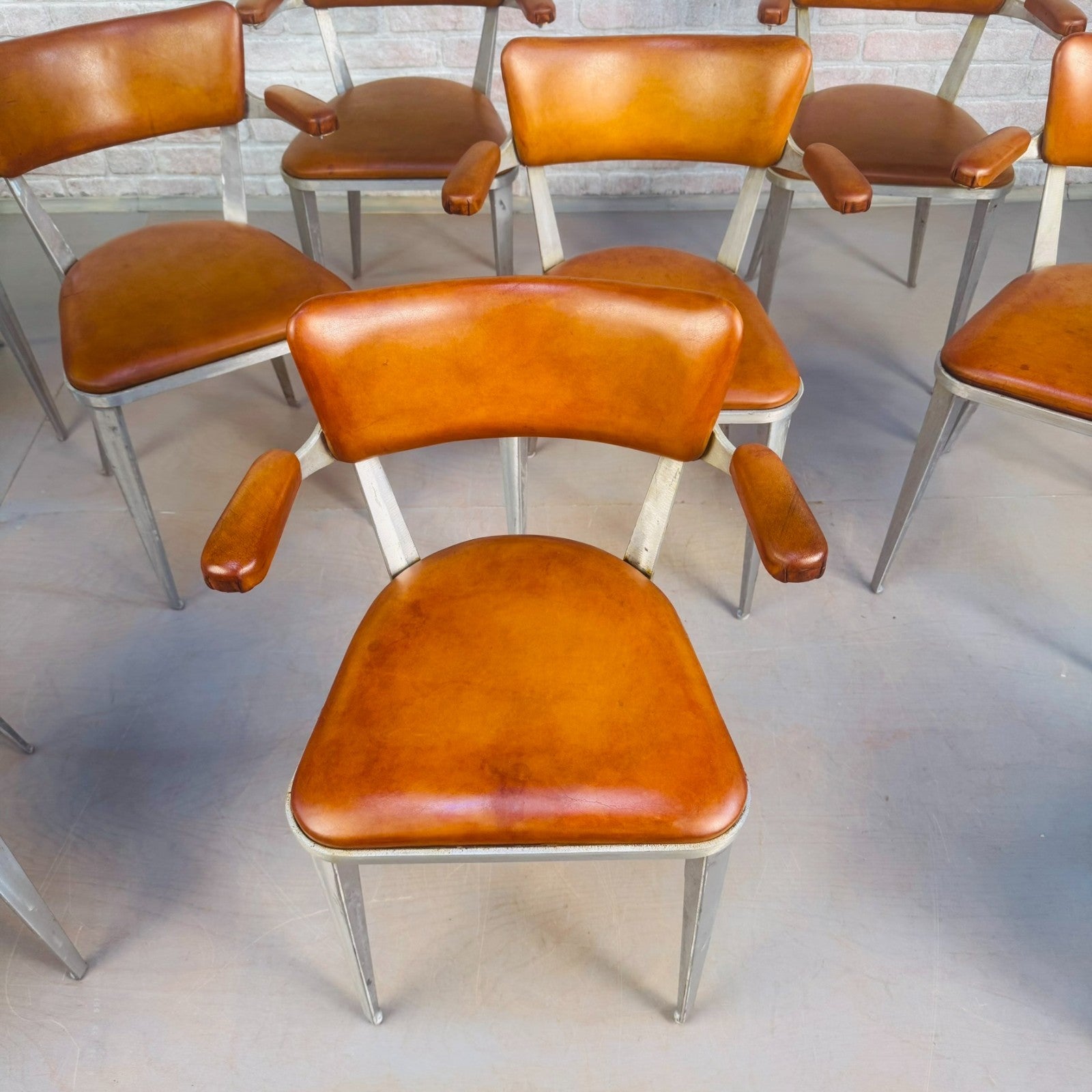 Set of 10 Ernest Race BA3 Dining Chairs – Tan Leather Mid-Century Modern Icons
