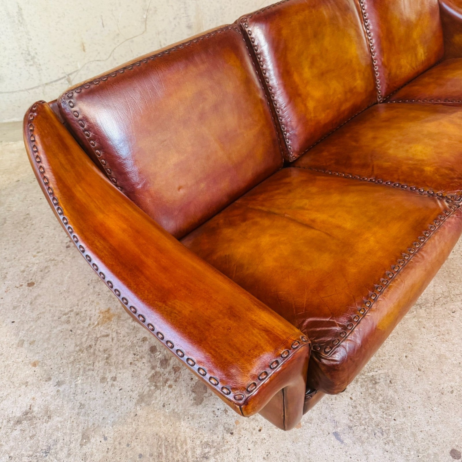 1970s "Matador" Three-Seater Light Tan Leather Sofa by Aage Christiansen