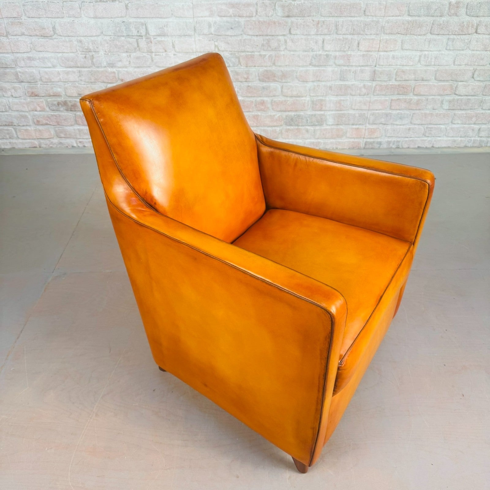 Vintage Light Tan Leather Armchair