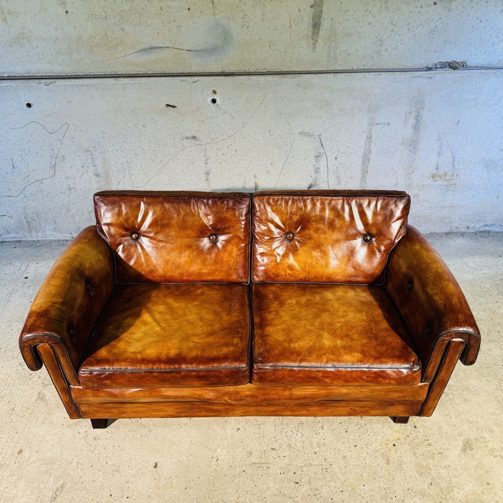 Vintage 1970s Danish Svend Skippers Leather Sofa Two-Seater and Chair Set #A242