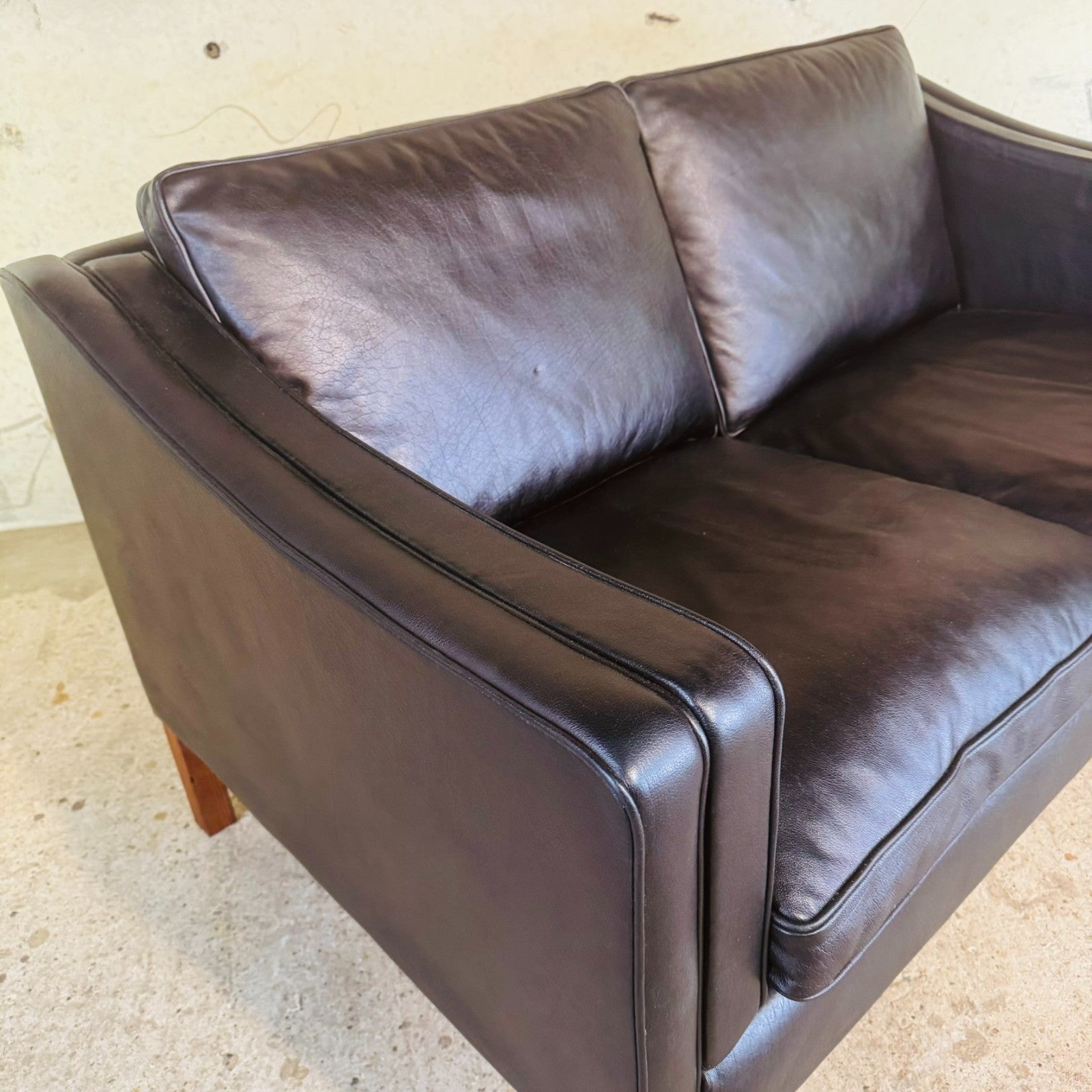 Vintage Danish Two-Seater Black Leather Sofa by Stouby – Stylish