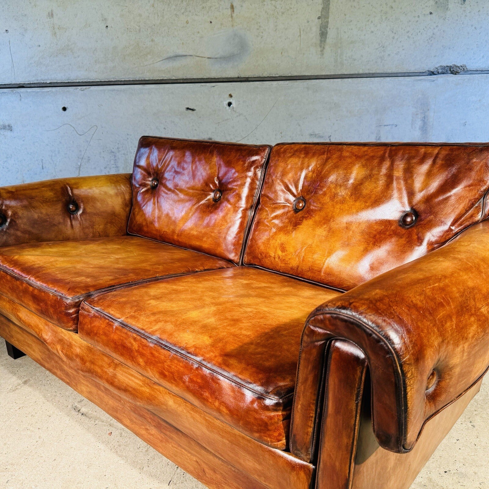 Vintage 1970s Danish Svend Skippers Leather Sofa Two-Seater and Chair Set #A242