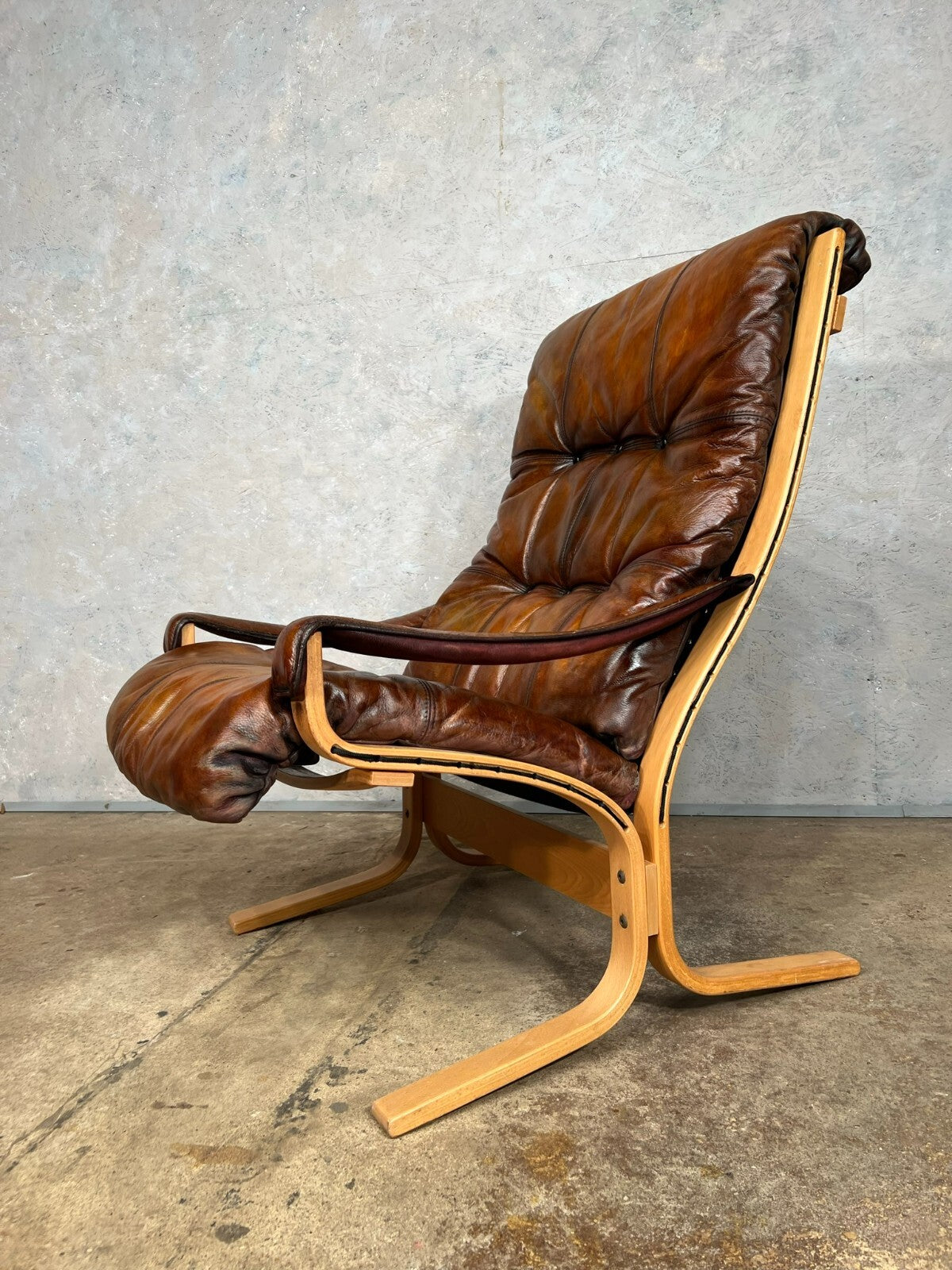 Large Ingmar Relling for Westnofa Norway Tan Leather Armchair
