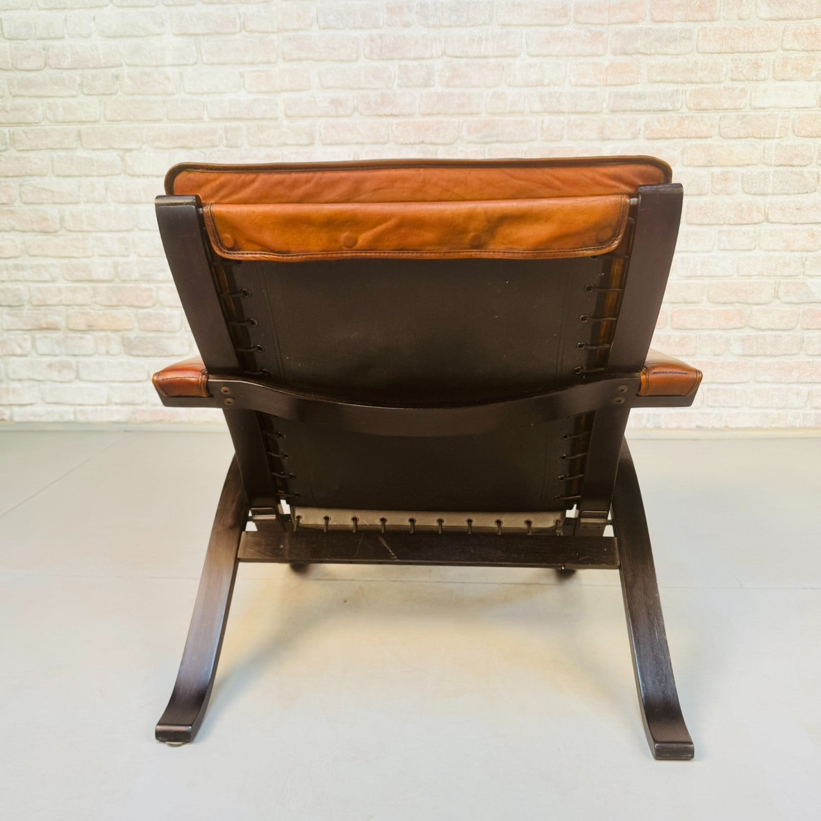 Vintage 1960s Ingmar Relling Flex for Westnofa Lounge Tan Leather Chair Norway