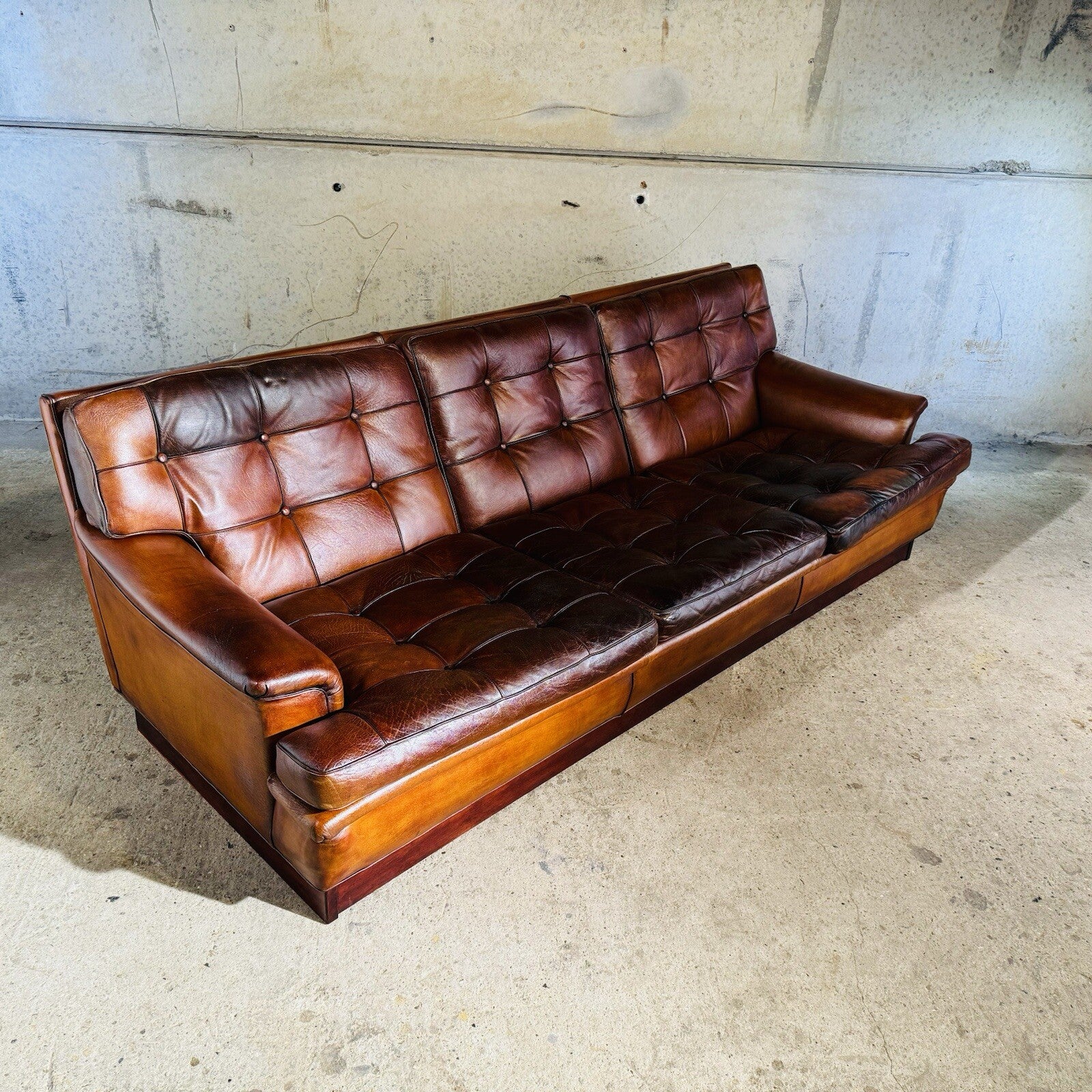 Vintage 1970s "Mexico" Sofa by Arne Norell Three-Seater Tan Leather