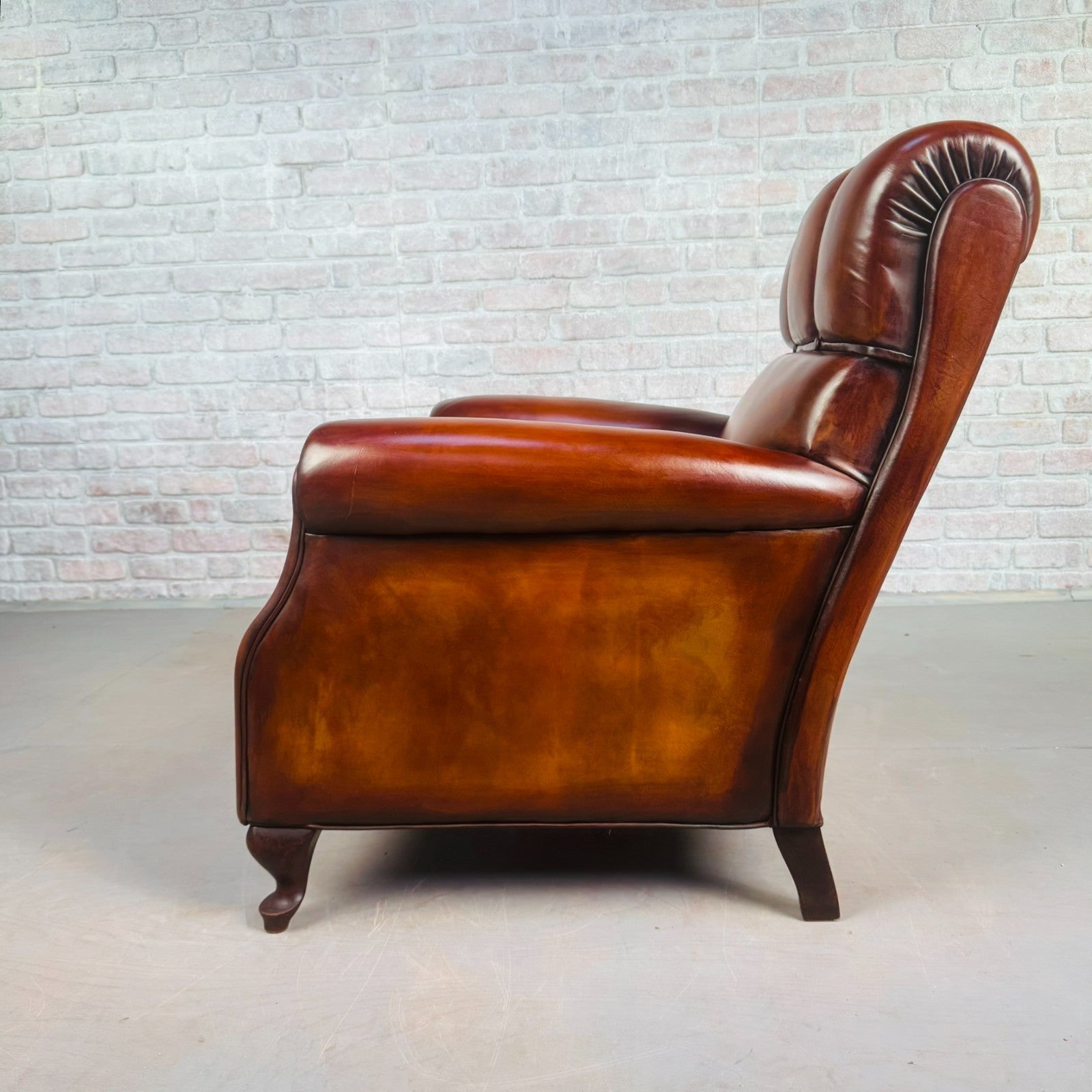 Vintage Danish High Back Tan Leather Armchair