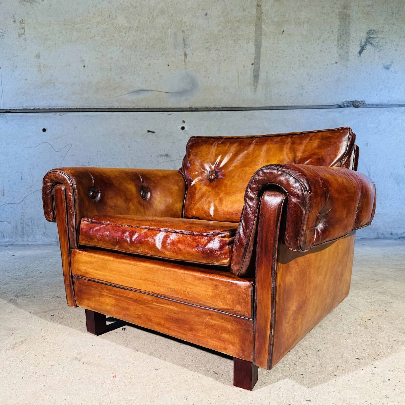 Vintage 1970s Danish Svend Skippers Leather Sofa Two-Seater and Chair Set #A242
