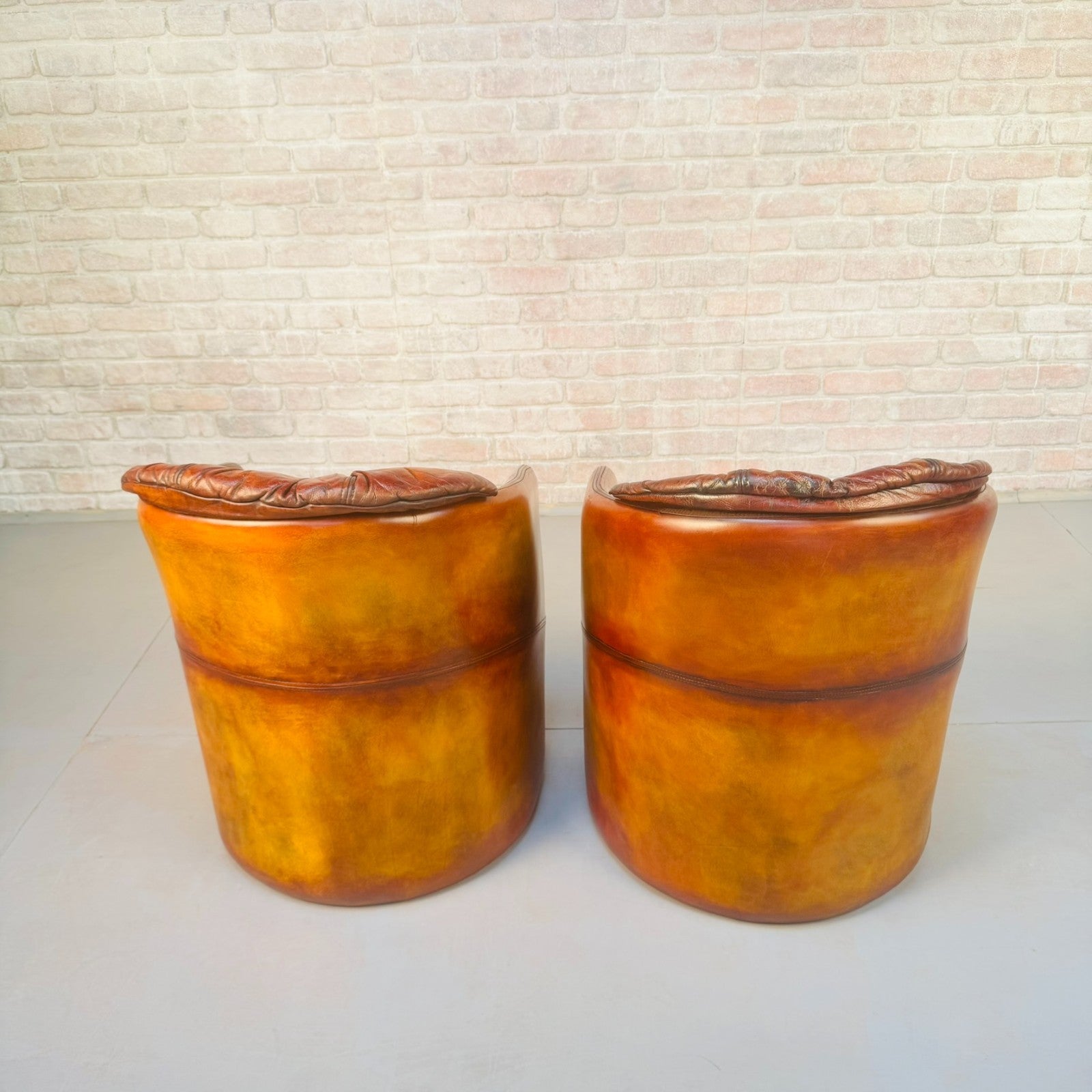 Pair of Vintage Danish Stouby Tub Chairs | Hand Dyed Tan Leather