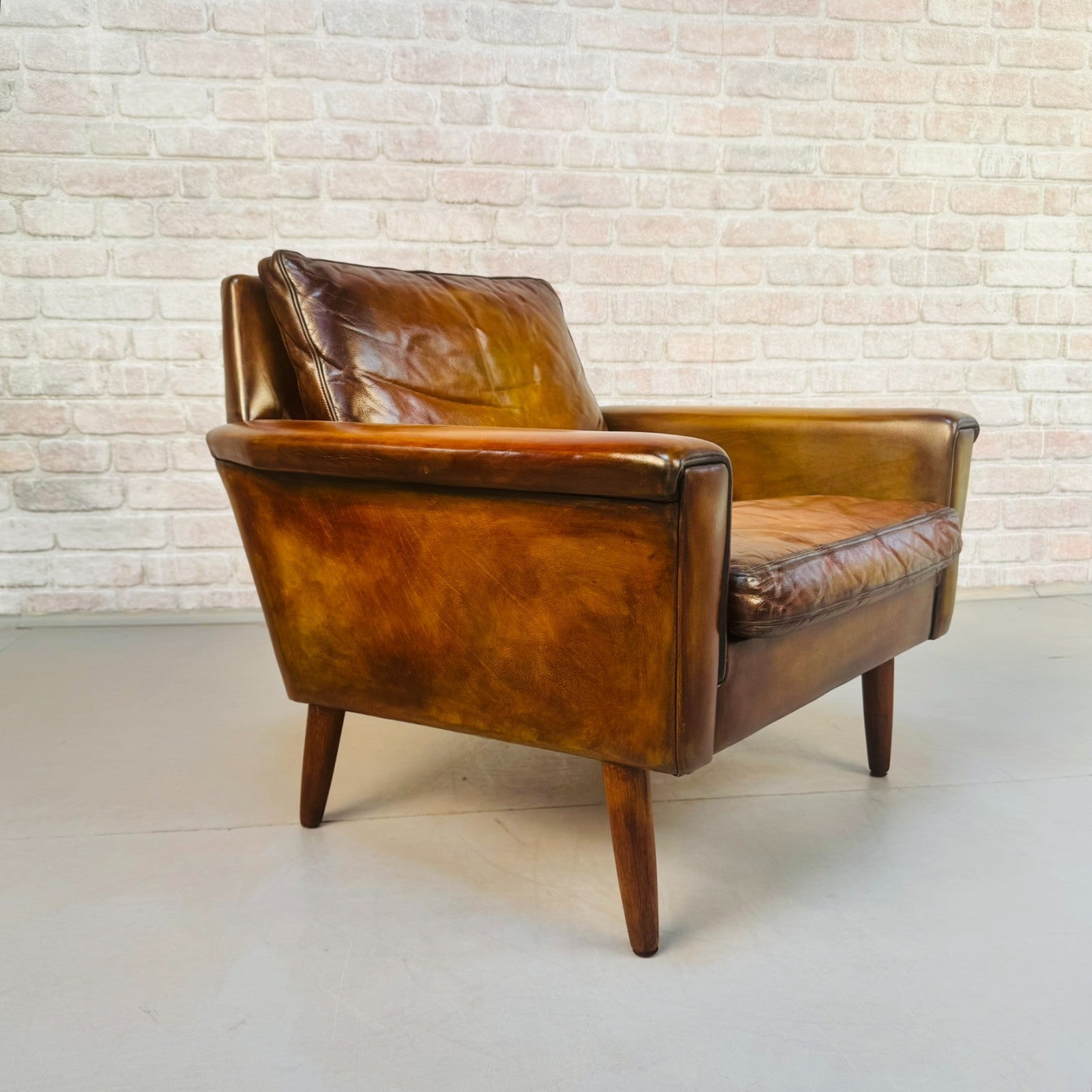 Vintage 1960s George Thams Danish Armchair | Hand Dyed Tan Leather