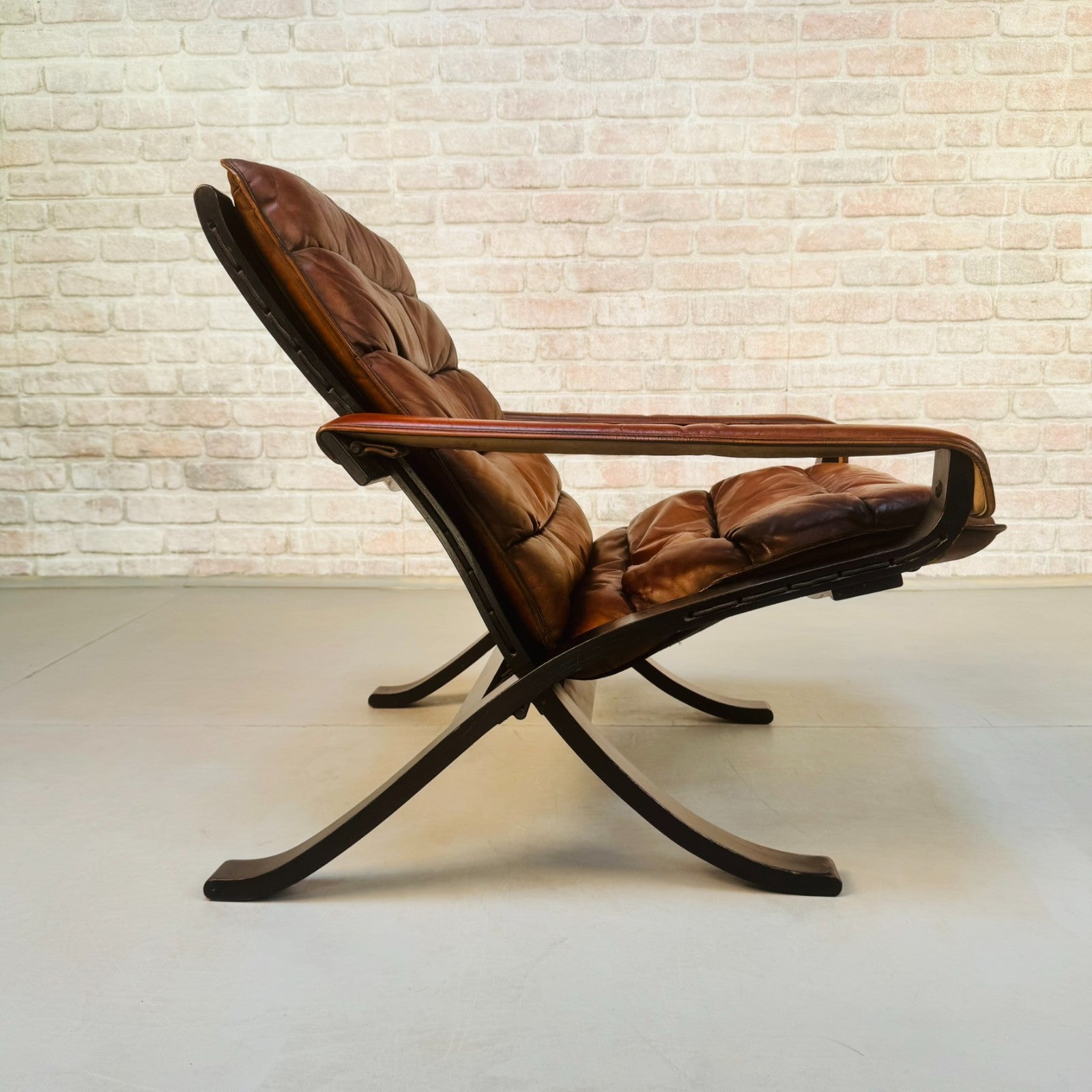 Vintage 1960s Ingmar Relling Flex for Westnofa Lounge Tan Leather Chair Norway