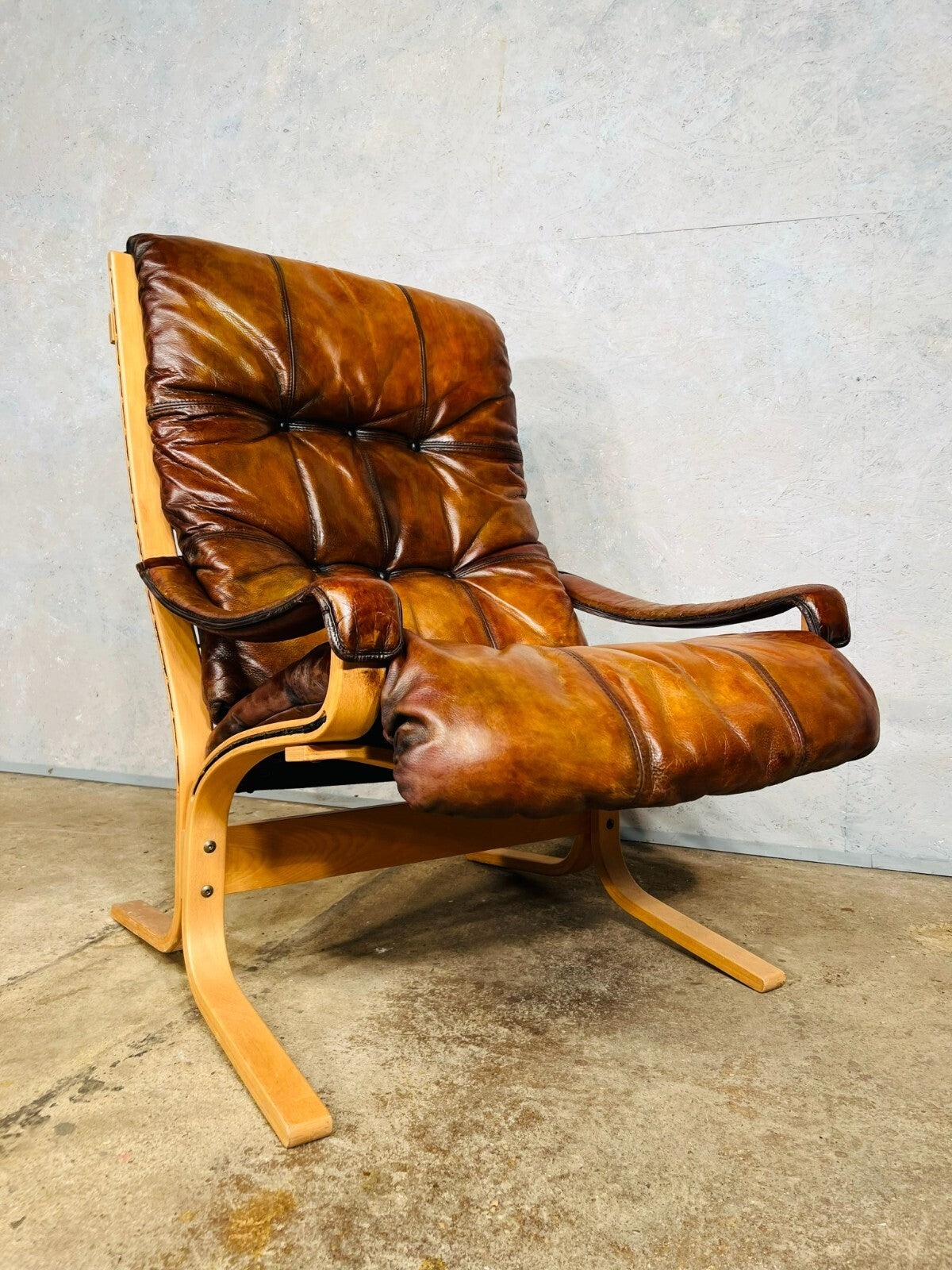 Large Ingmar Relling for Westnofa Norway Tan Leather Armchair