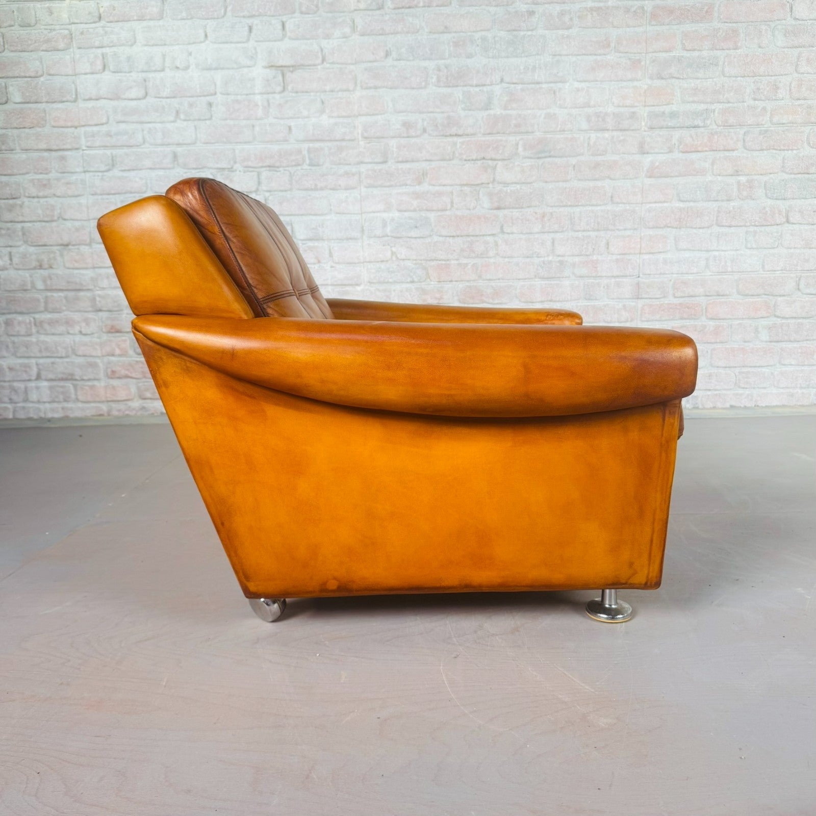 Vintage Danish Tan Leather Armchair by Svend Skipper