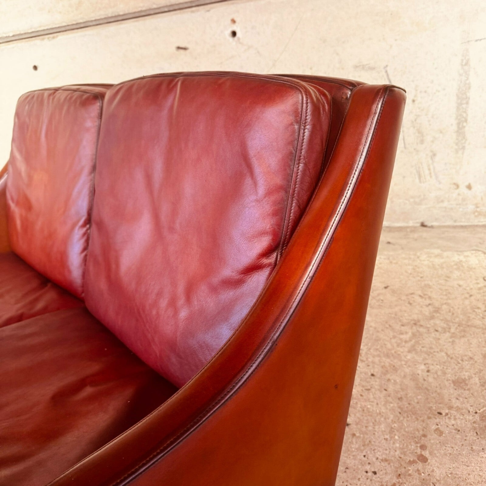Vintage 1960s Danish Rud Thygesen Cognac Leather 2 Seater Sofa