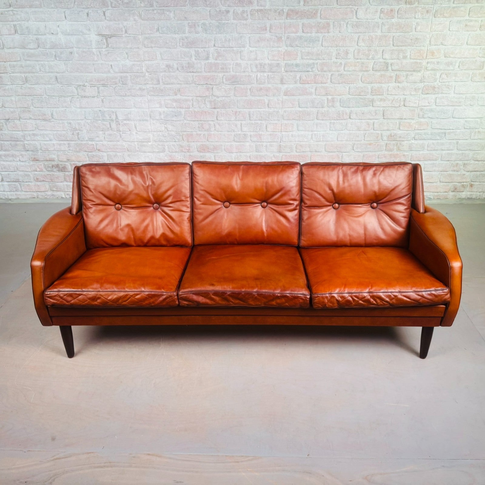 1970s Danish Svend Skippers Tan Leather Sofa – Sleek