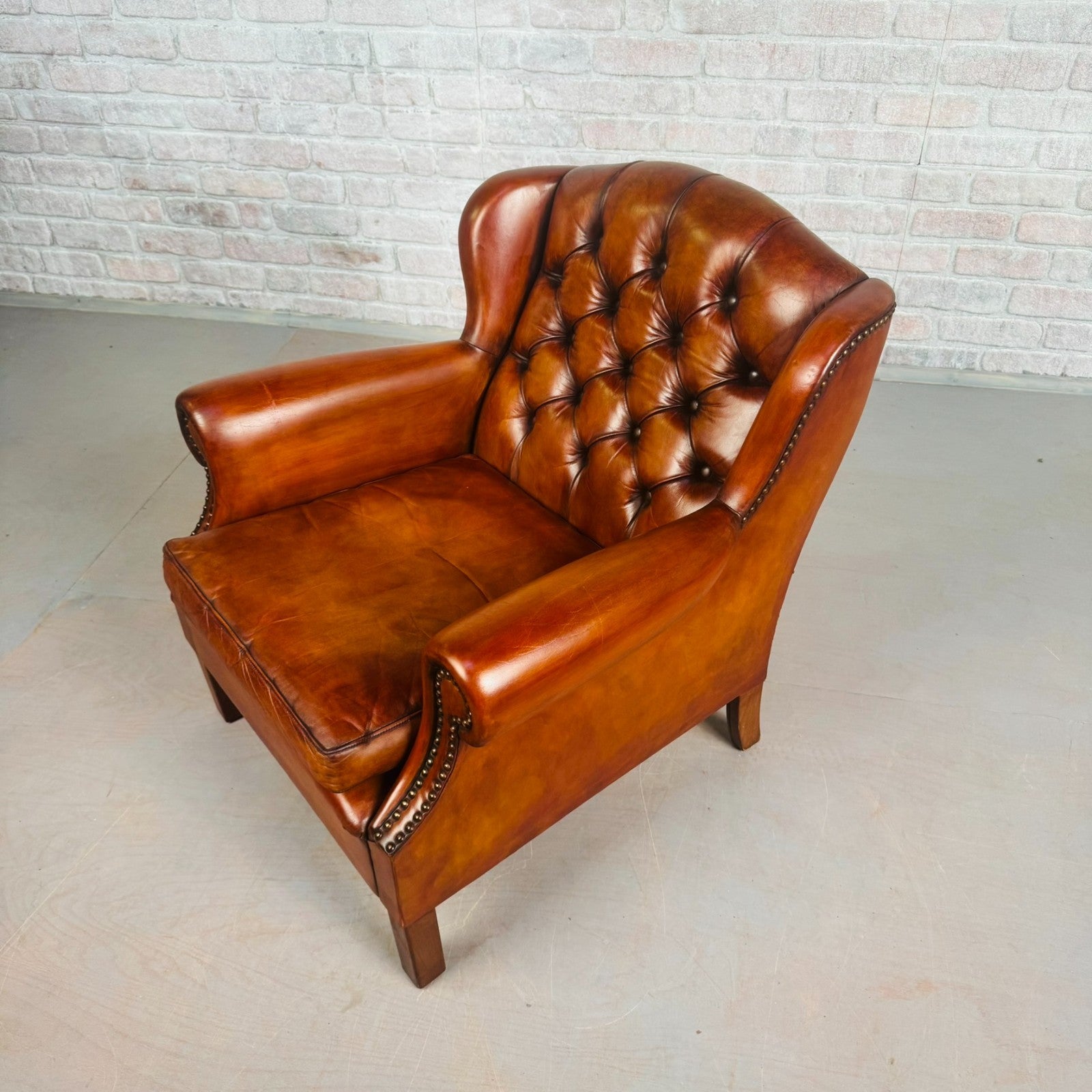 Neat Vintage Danish Tan Leather Armchair