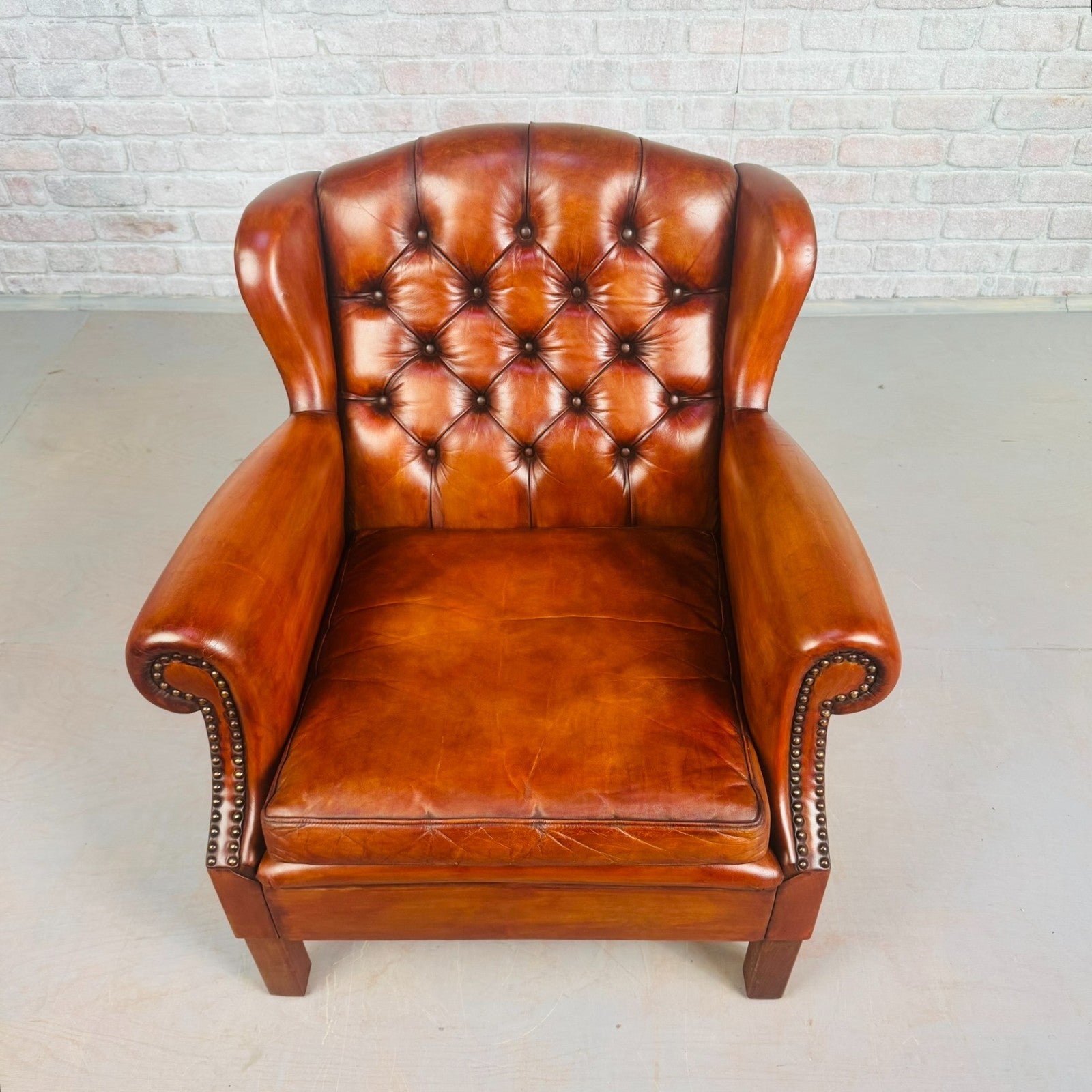 Neat Vintage Danish Tan Leather Armchair