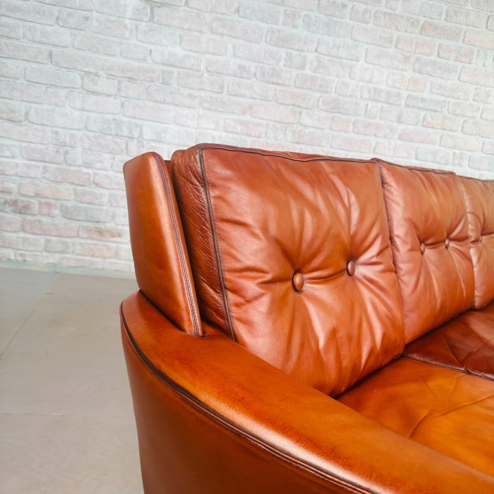 1970s Danish Svend Skippers Tan Leather Sofa – Sleek