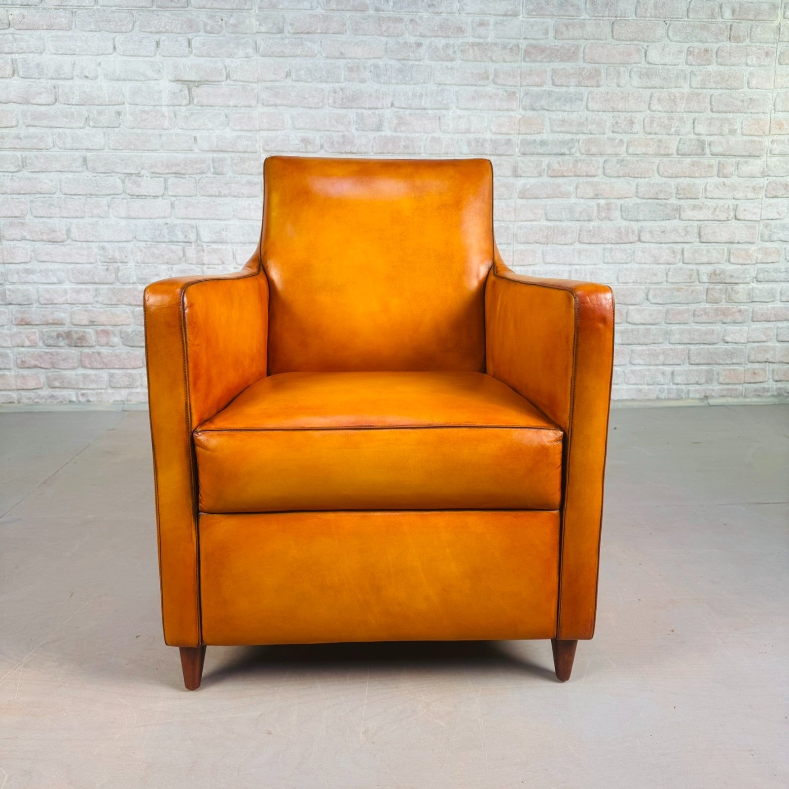 Vintage Light Tan Leather Armchair