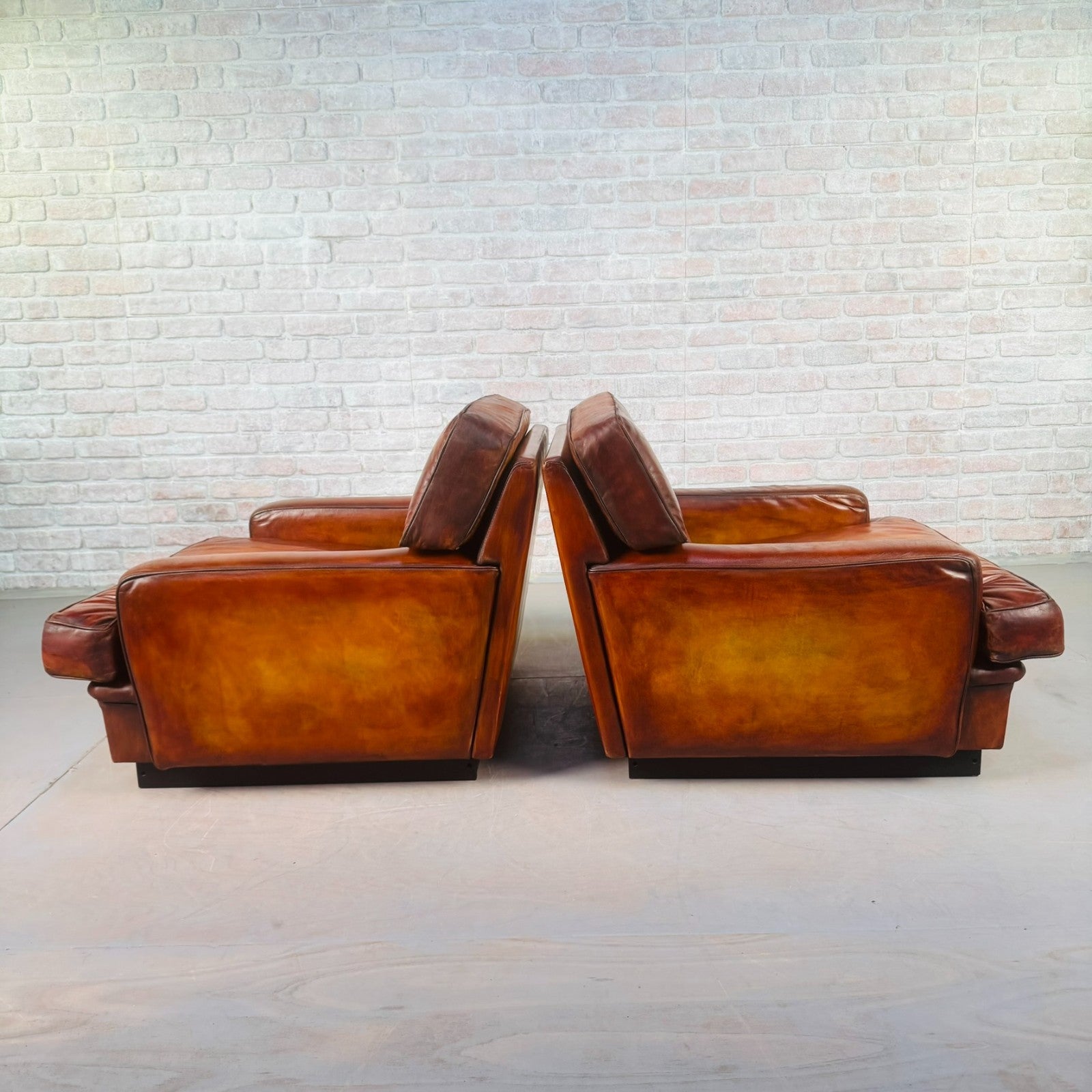 Pair of Arne Norell Swedish Tan Leather Lounge Chairs