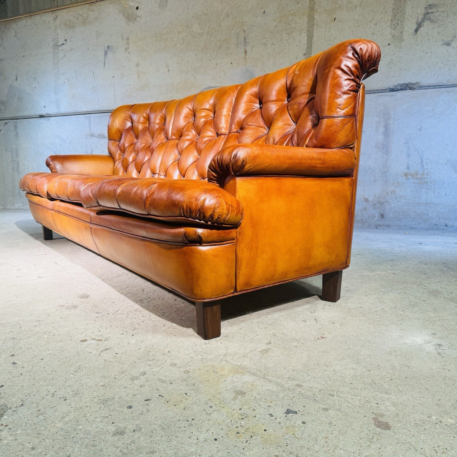 Exceptional Three-Seater “Jupiter Tan Leather Sofa by Arne Norell Sweden
