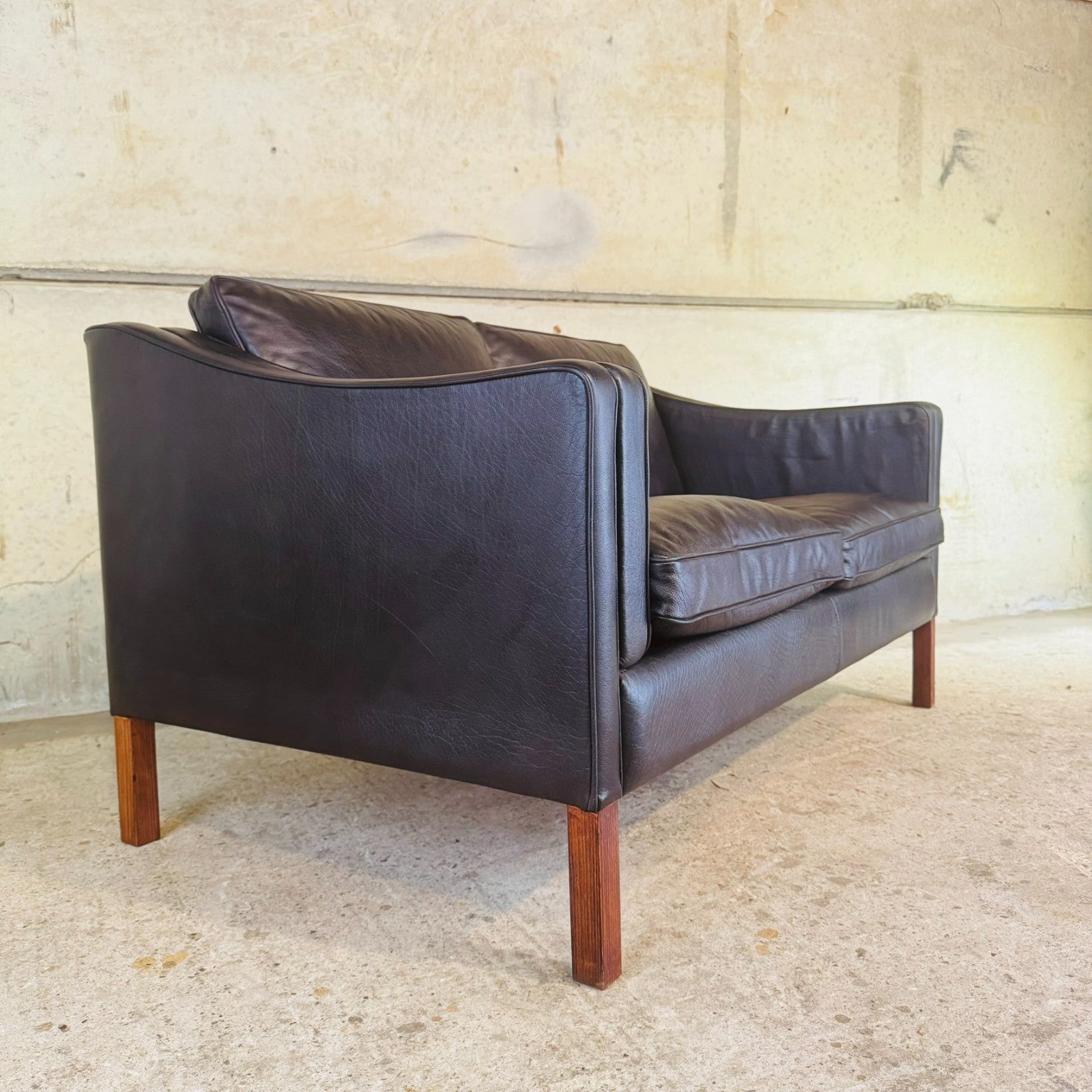 Vintage Danish Two-Seater Black Leather Sofa by Stouby – Stylish