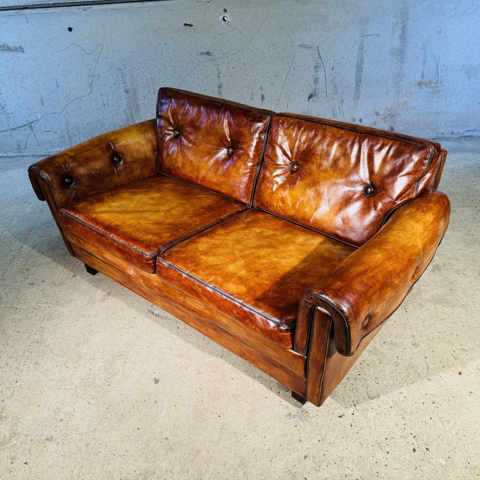 Vintage 1970s Danish Svend Skippers Leather Sofa Two-Seater and Chair Set #A242
