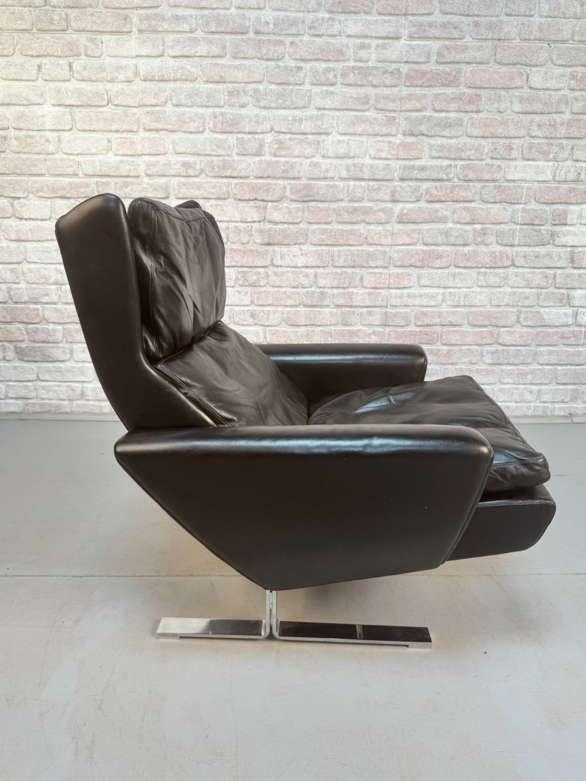 Vintage Georg Thams Black Leather Lounge Chairs for Vejen Polstermøbelfabrik