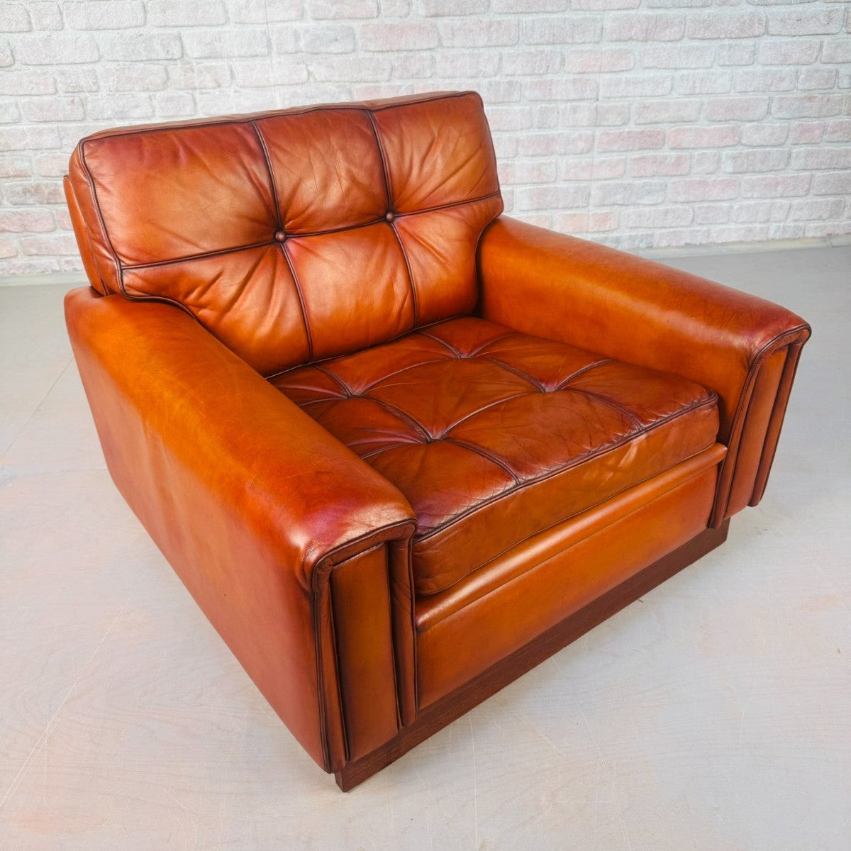 1970s Swedish Lounge Tan Leather Chair by Nelo