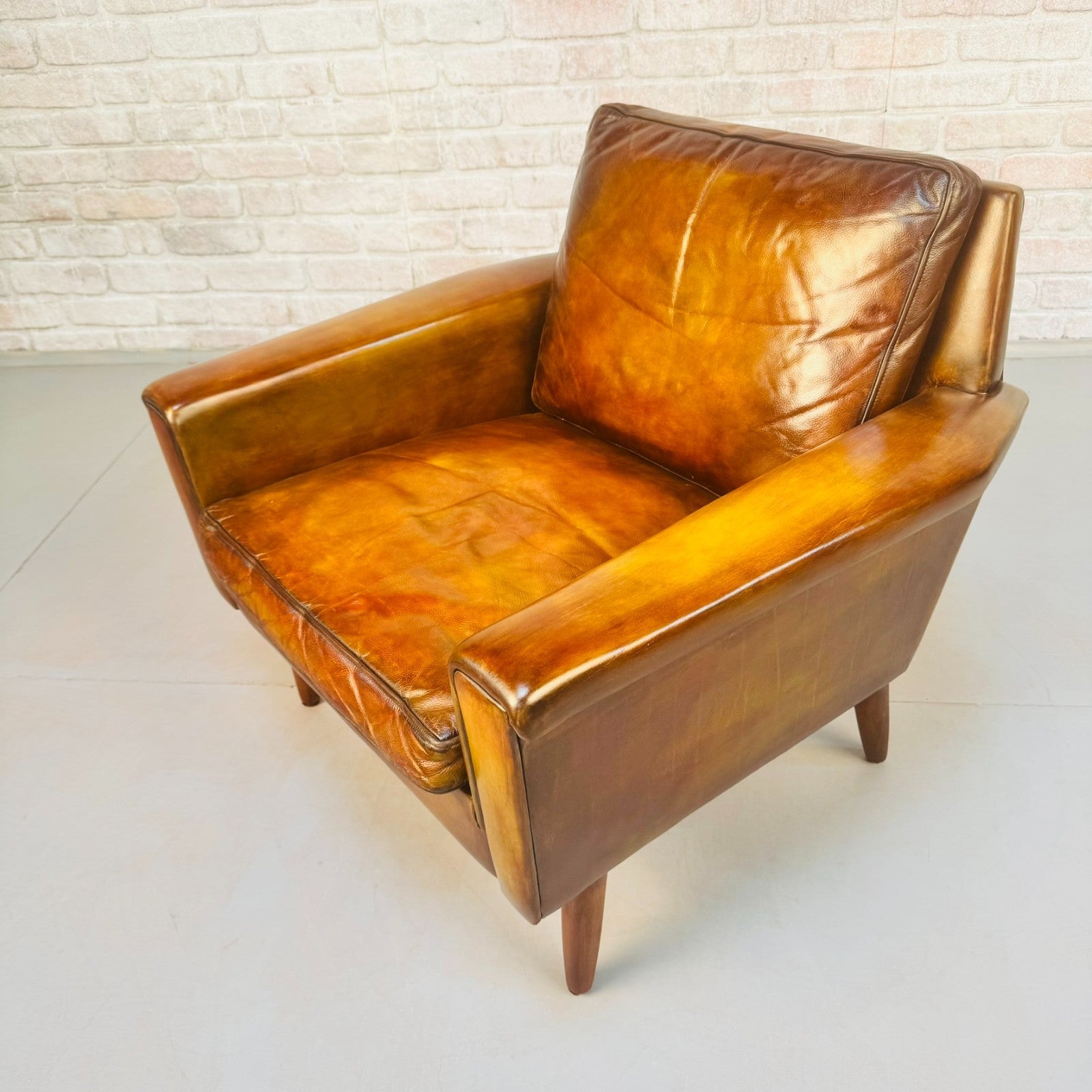 Vintage 1960s George Thams Danish Armchair | Hand Dyed Tan Leather