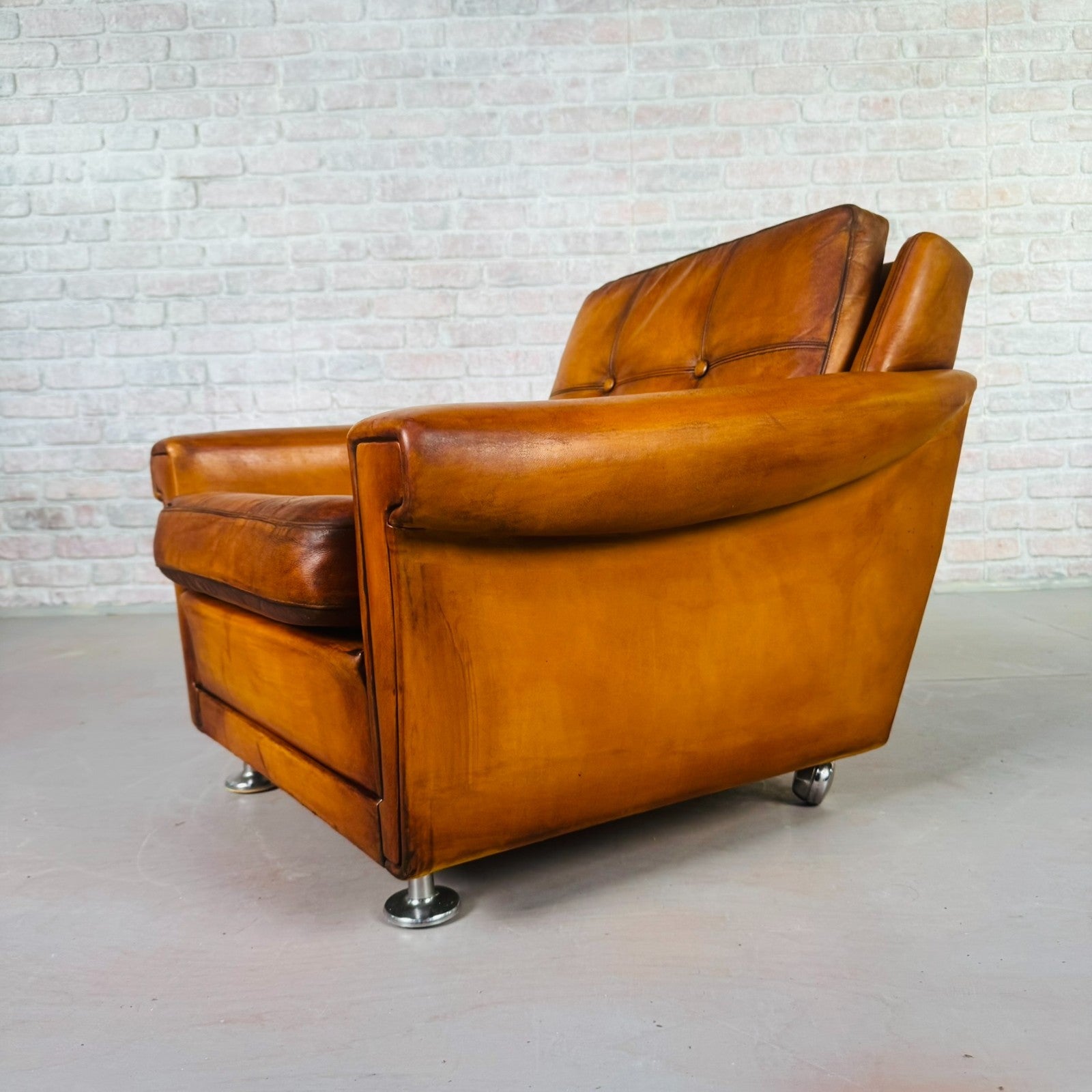 Vintage Danish Tan Leather Armchair by Svend Skipper