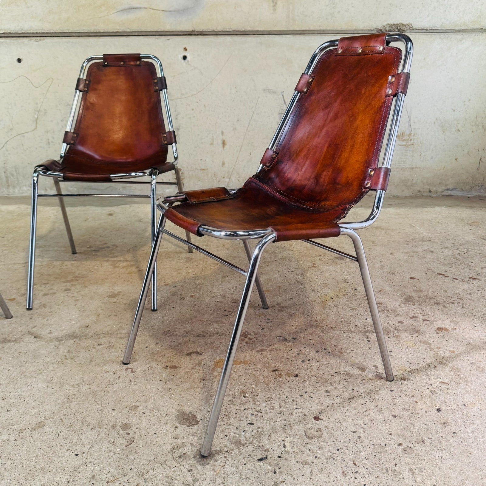 4 Les Arcs Chair – Tan Leather Iconic 1960s Design by Charlotte Perriand